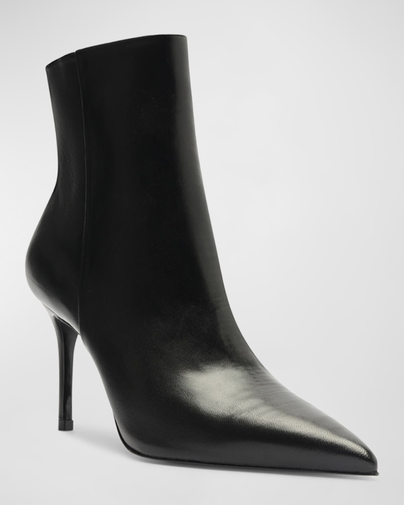 Mikki Leather Stiletto Zip Booties 1