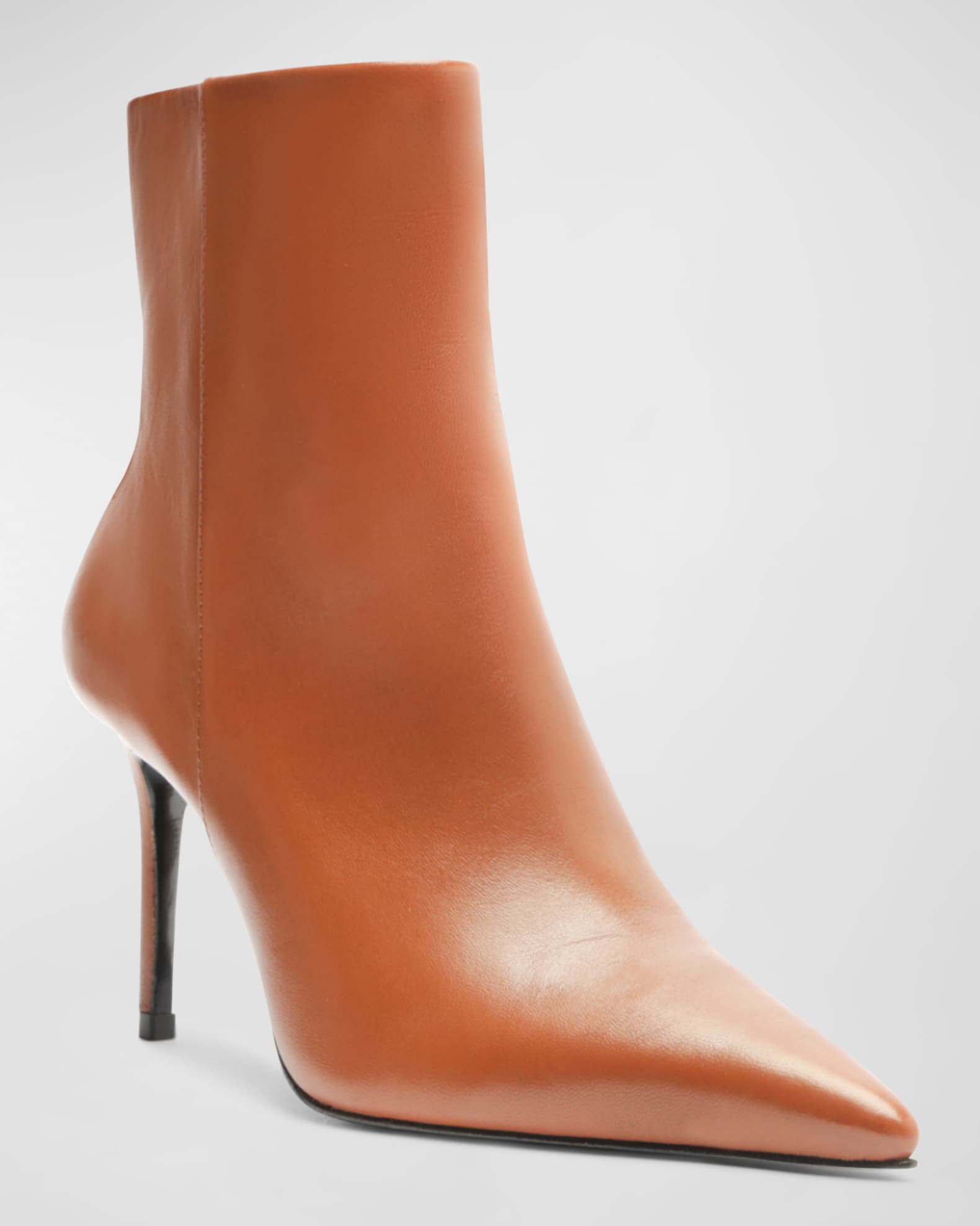 Mikki Leather Stiletto Zip Booties 1