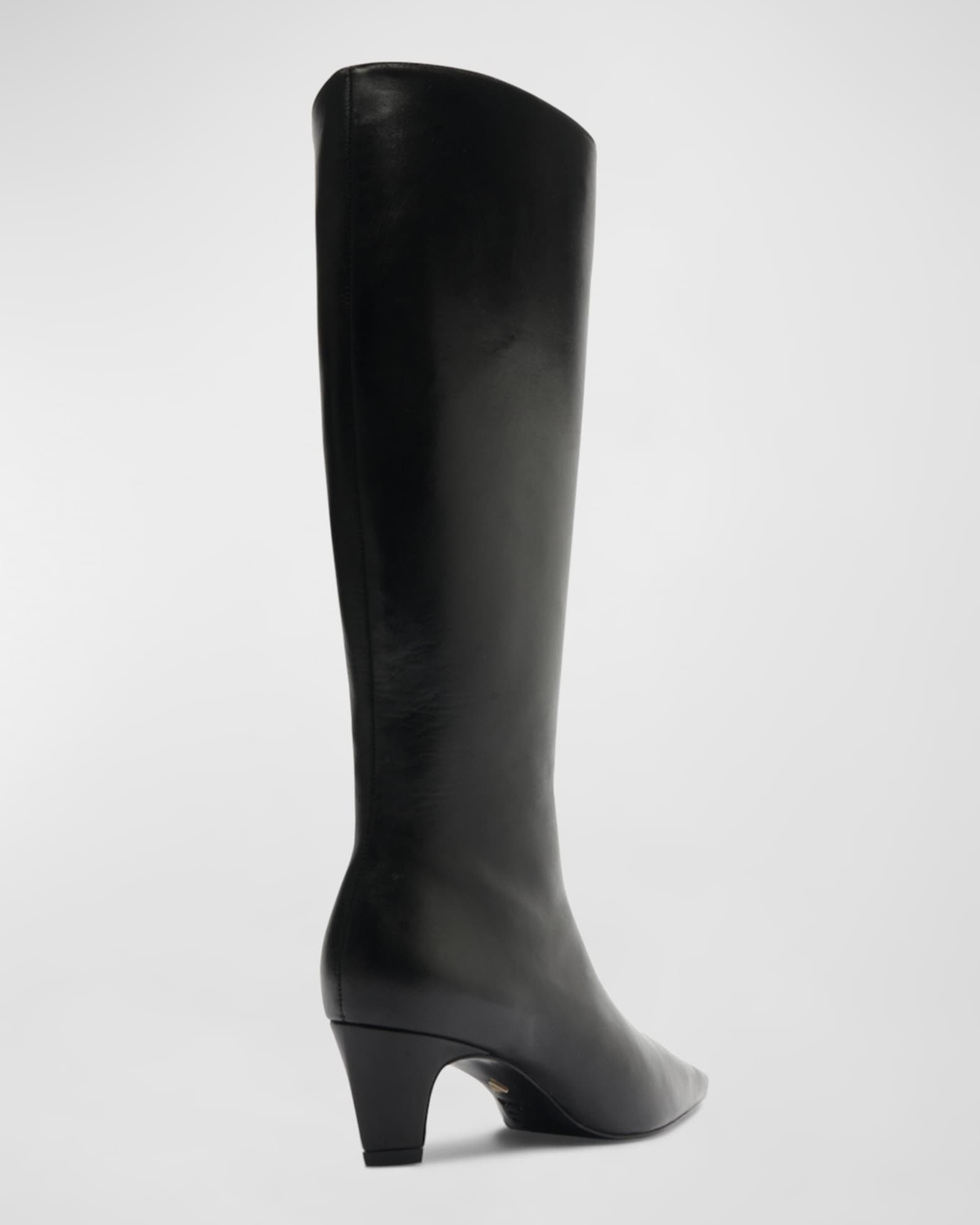 Schutz Dellia Leather Kitten Knee Boots Neiman Marcus