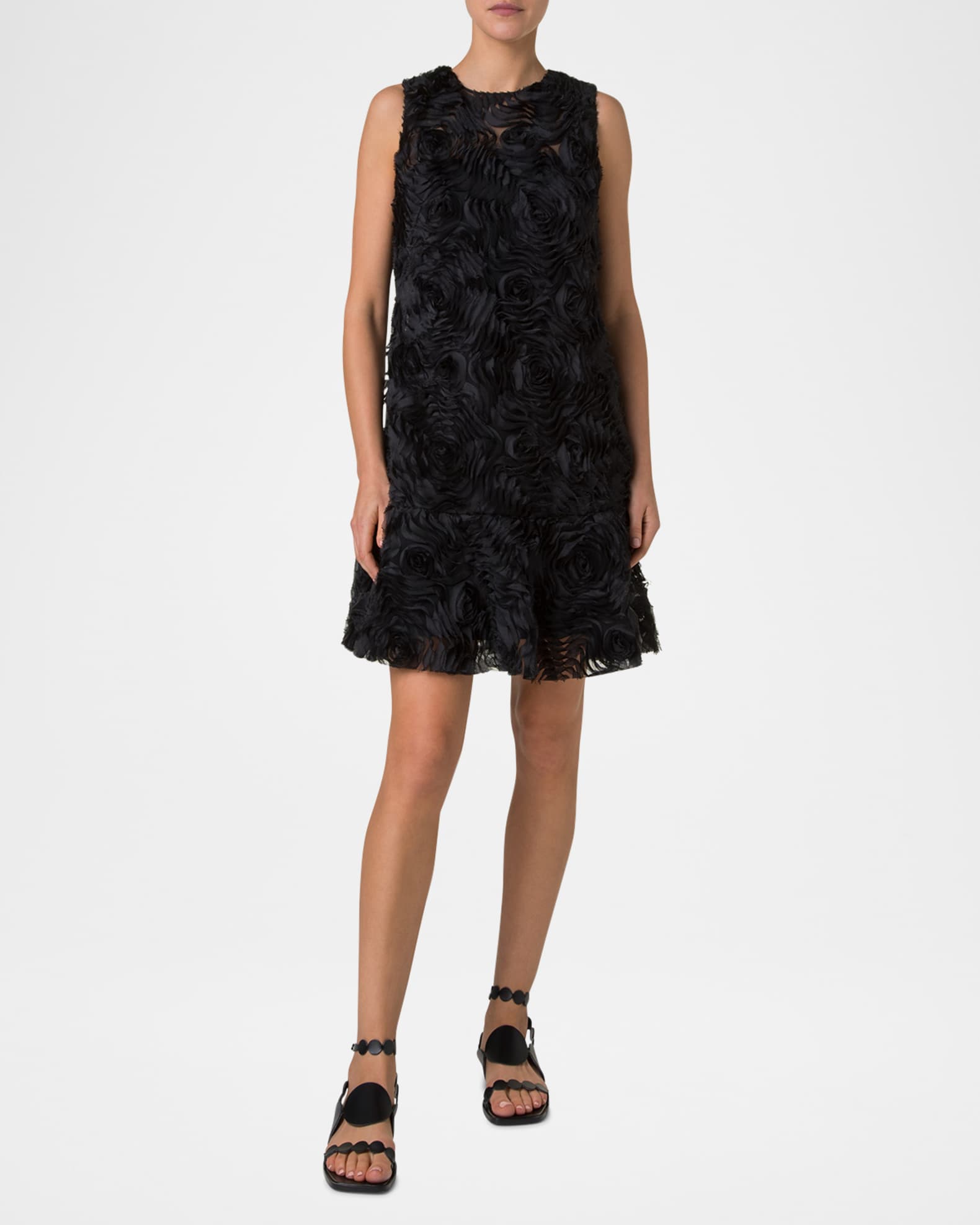 3D Carnation Tulle Embroidered Sleeveless Dress 1
