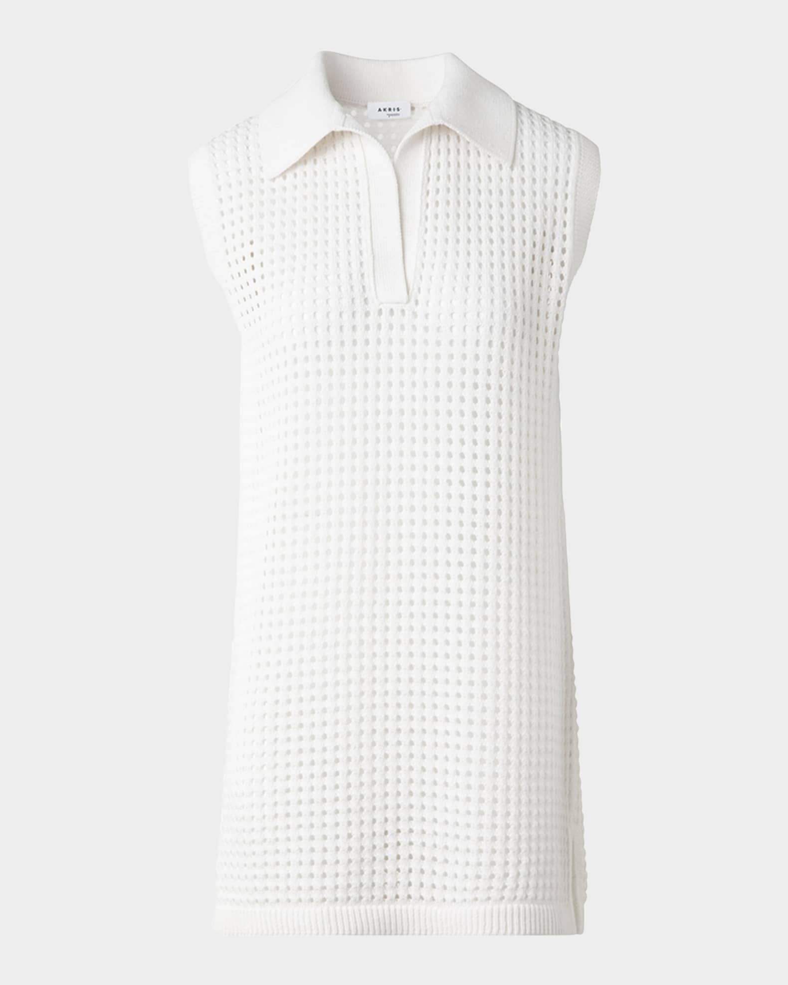 Long Chunky Mesh Knit Polo Top 0