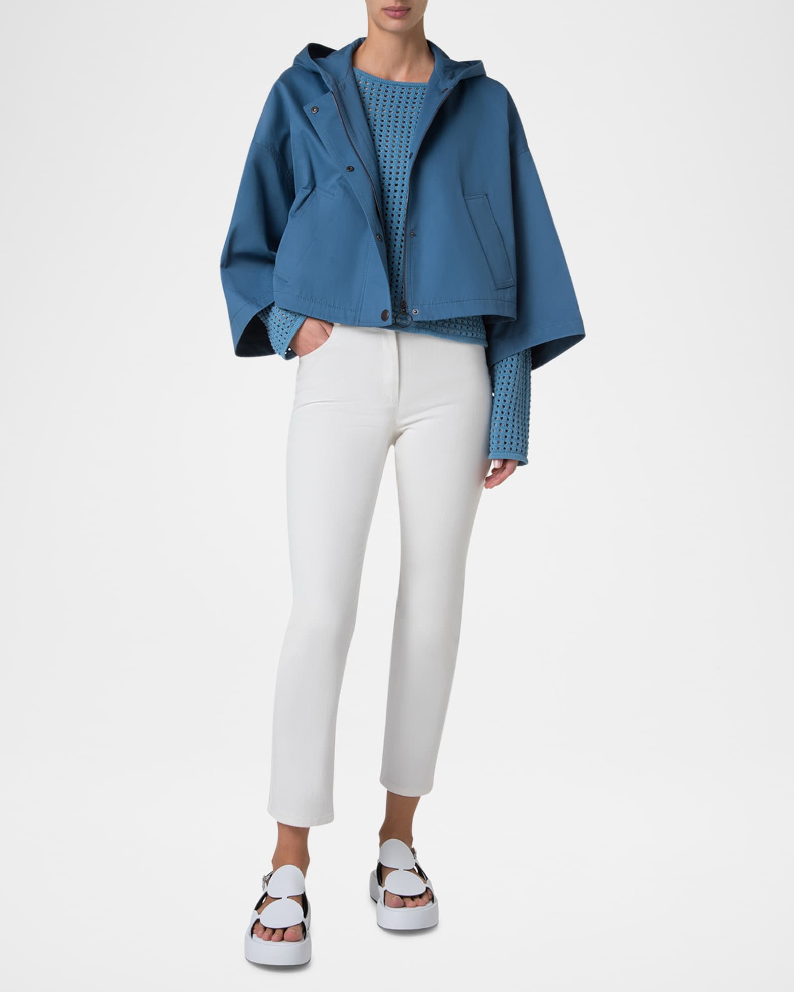 Bracelet-Sleeve Cotton Gabardine Hooded Car Coat 1