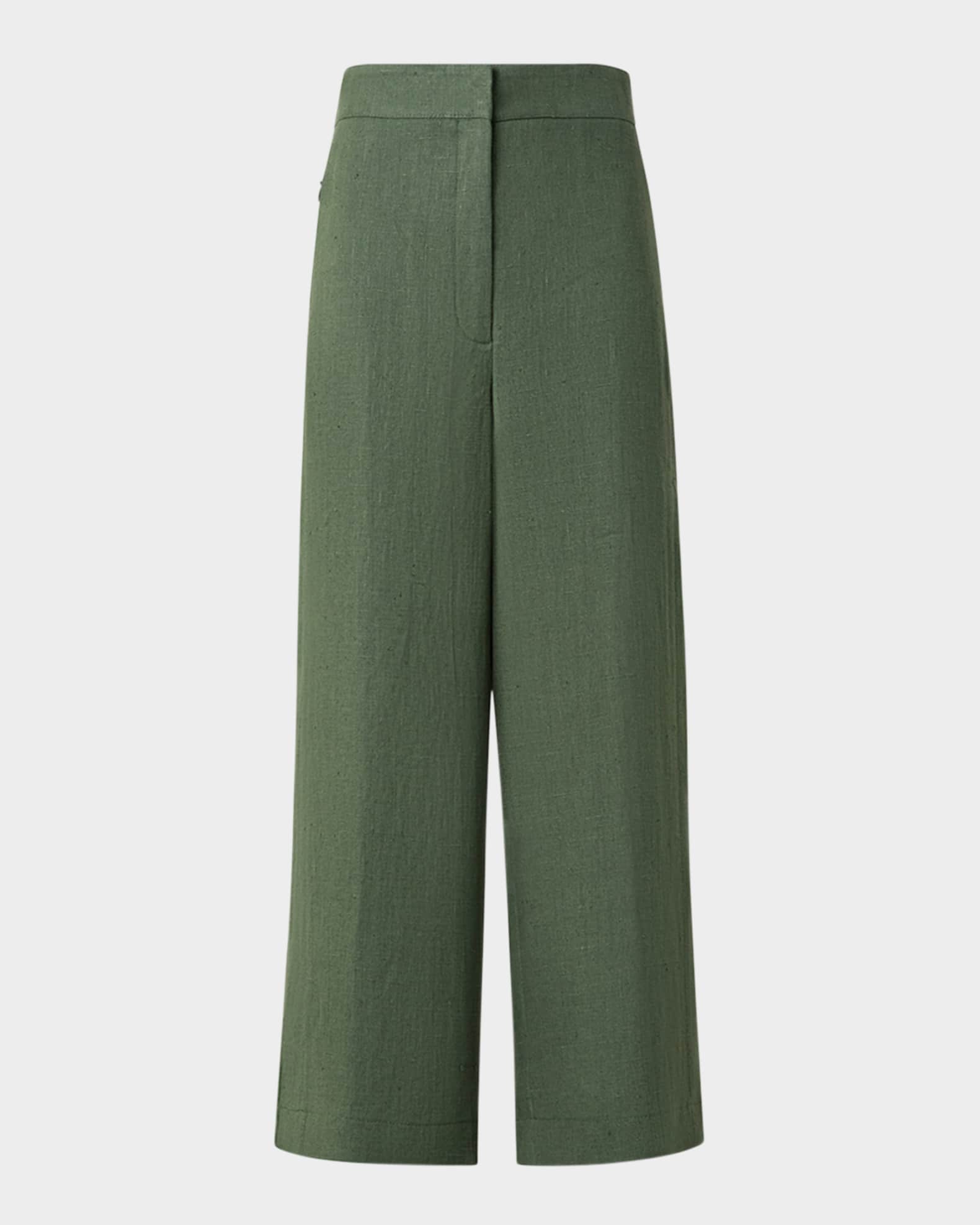 Filip Washed Raw Linen Straight-Leg Crop Pants 0