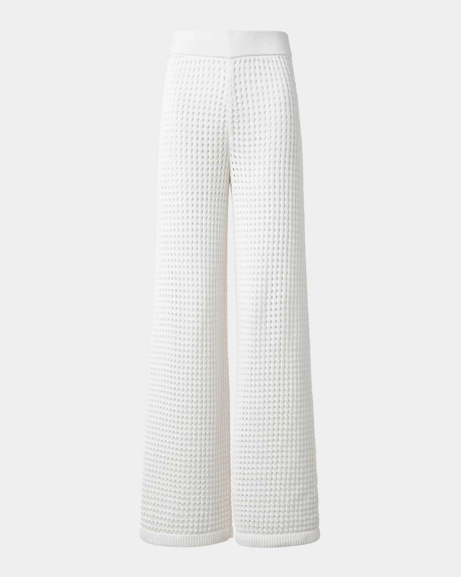 Chunky Cotton Crochet Knit Straight-Leg Pants 0