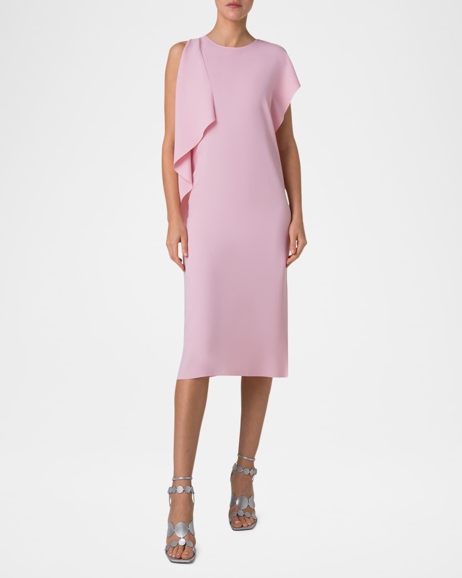 【メール便送料無料対応可】 Dress Midi Shoulder-Drape Lasercut punto Akris | Marcus Neiman アクセサリー