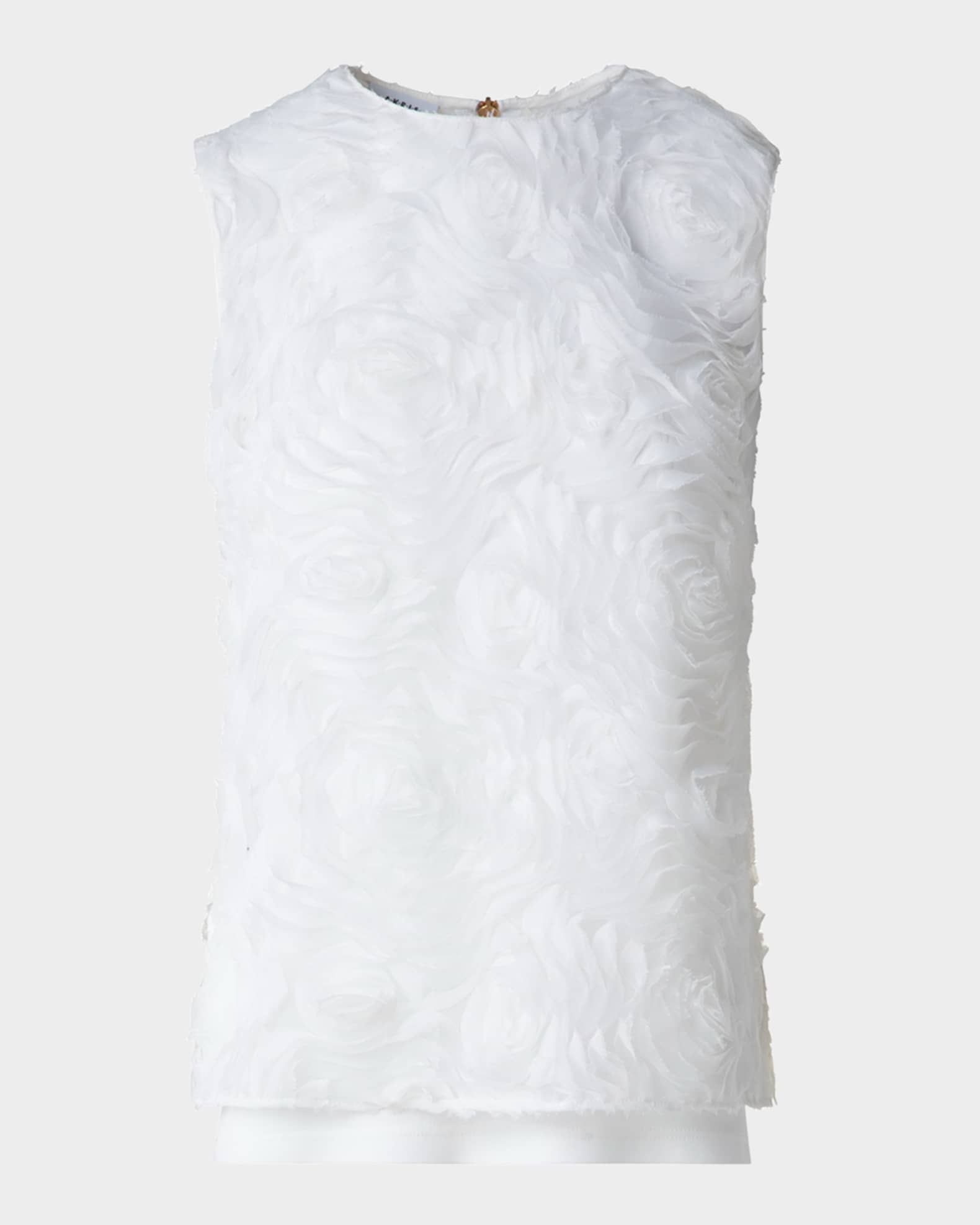 3D Carnation Tulle Embroidery Sleeveless Blouse 0