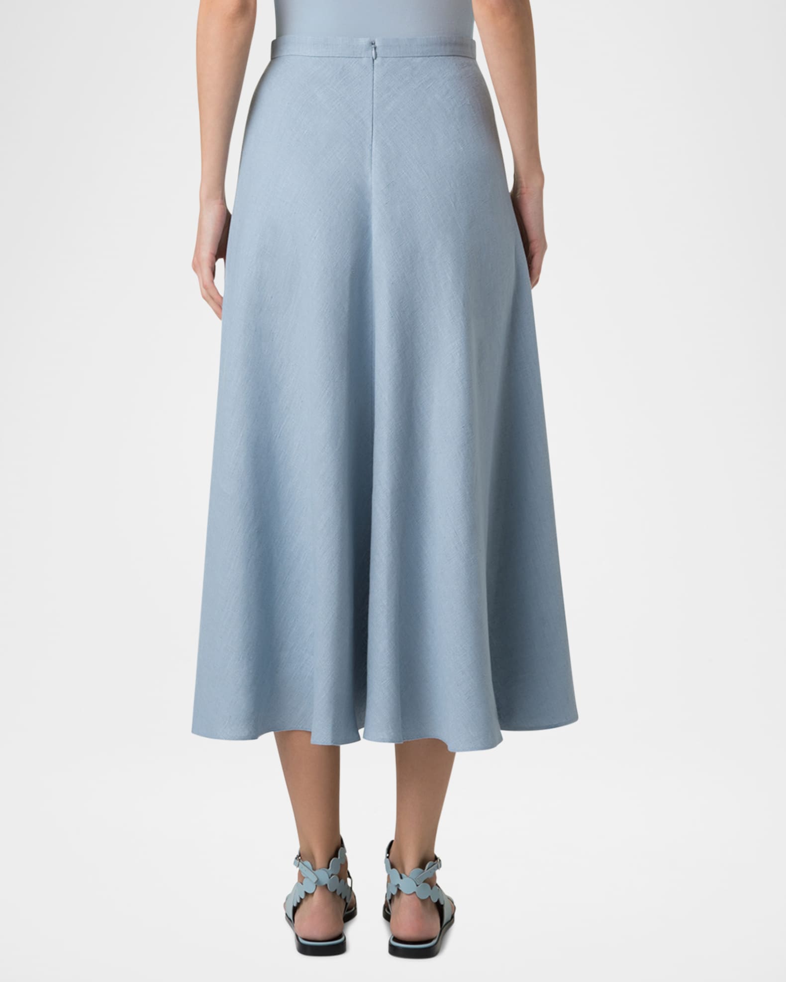 Akris Punto Womens Sz 4 Gray A-Line Midi Skirt Career Wool