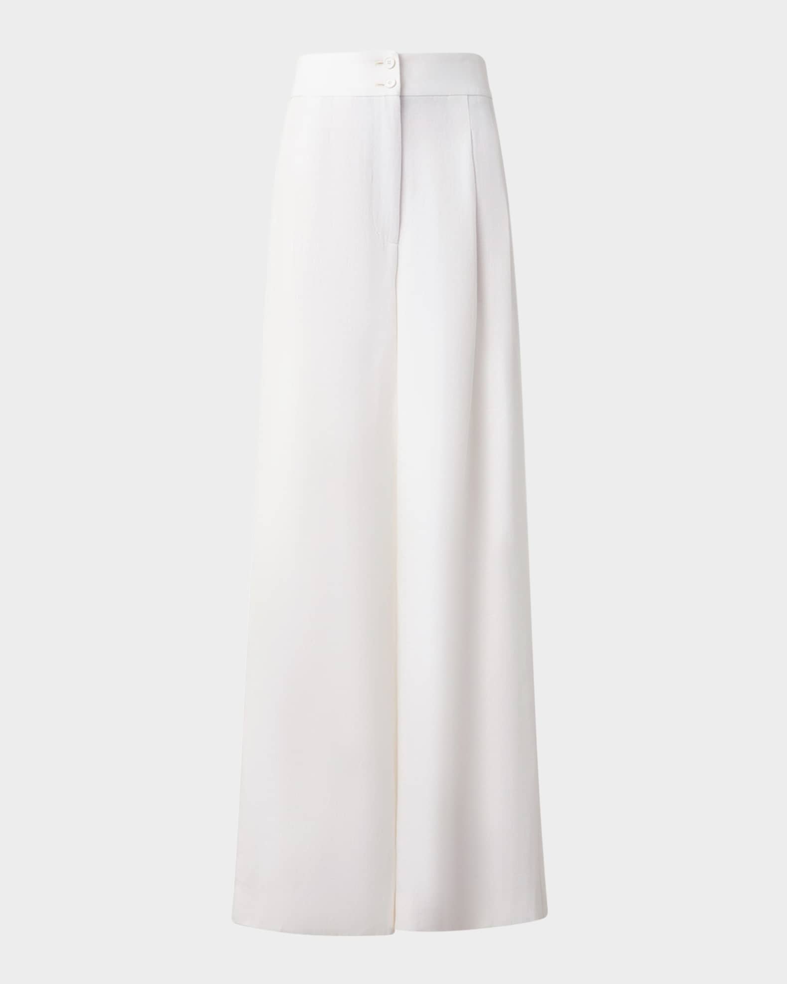 Florence Pleated Linen Wide-Leg Pants 0