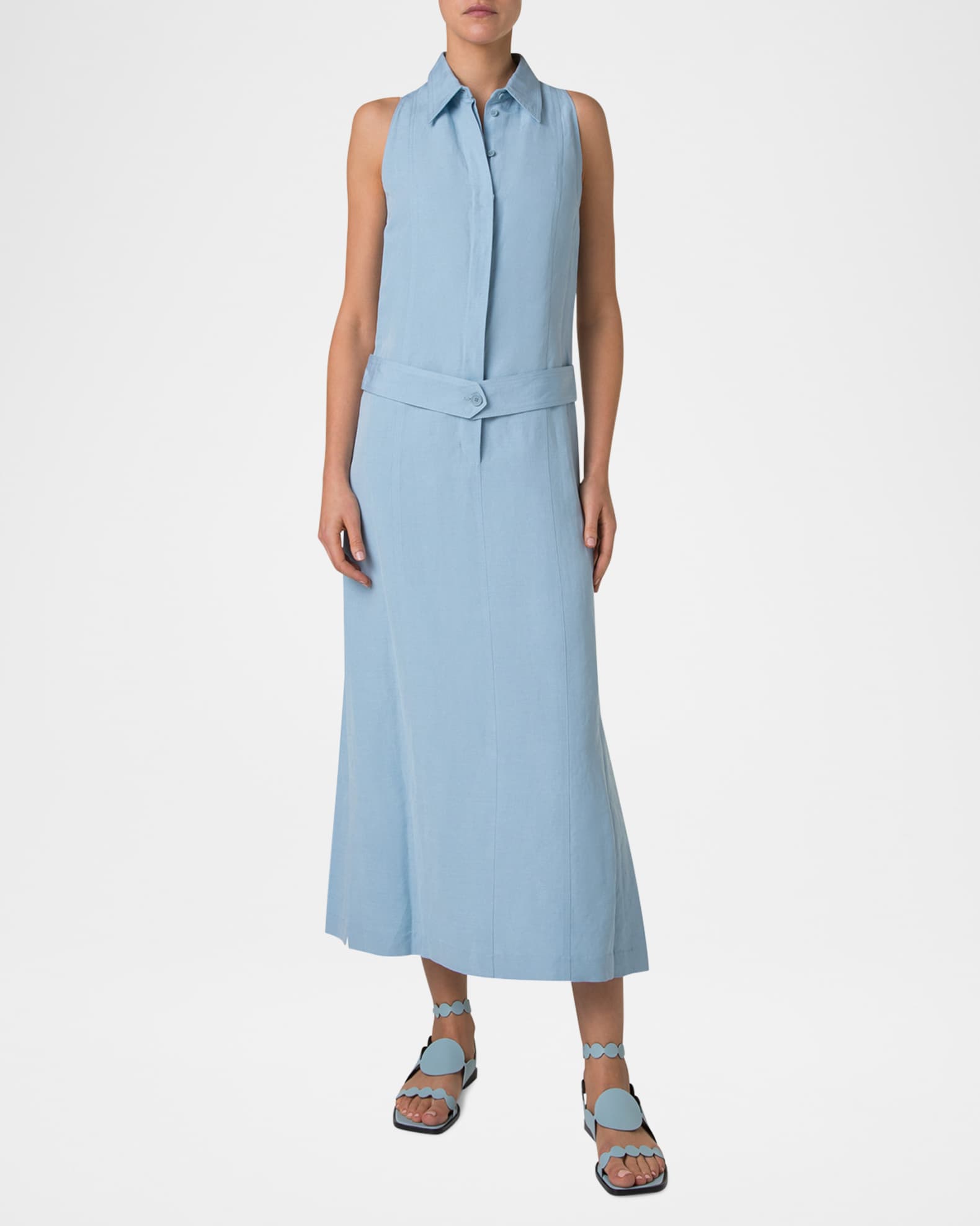 Kent Collar Midi Linen Shirt Dress 1
