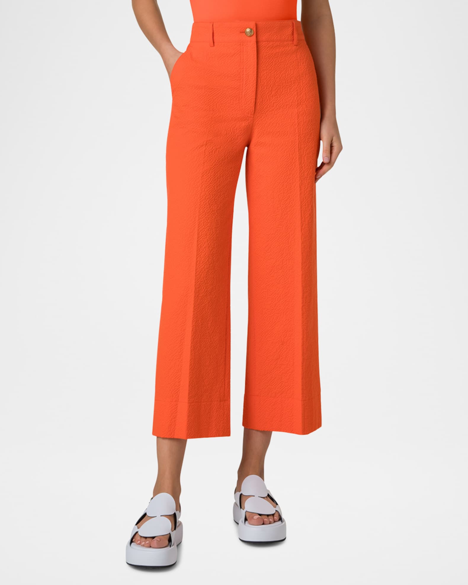 Chiara Cotton Seersucker Wide-Leg Pants