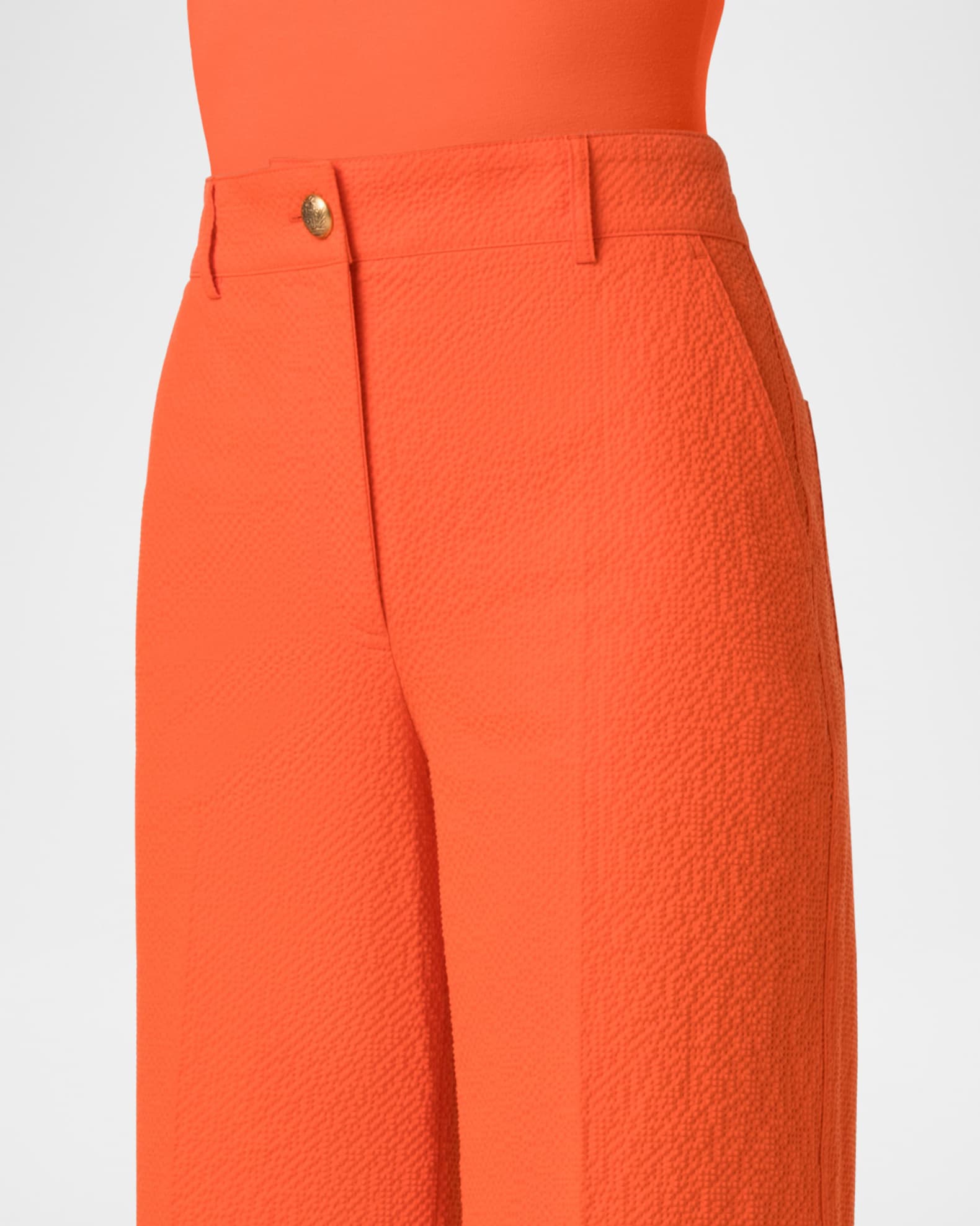 Akris punto Chiara Cotton Seersucker Wide-Leg Pants | Neiman Marcus