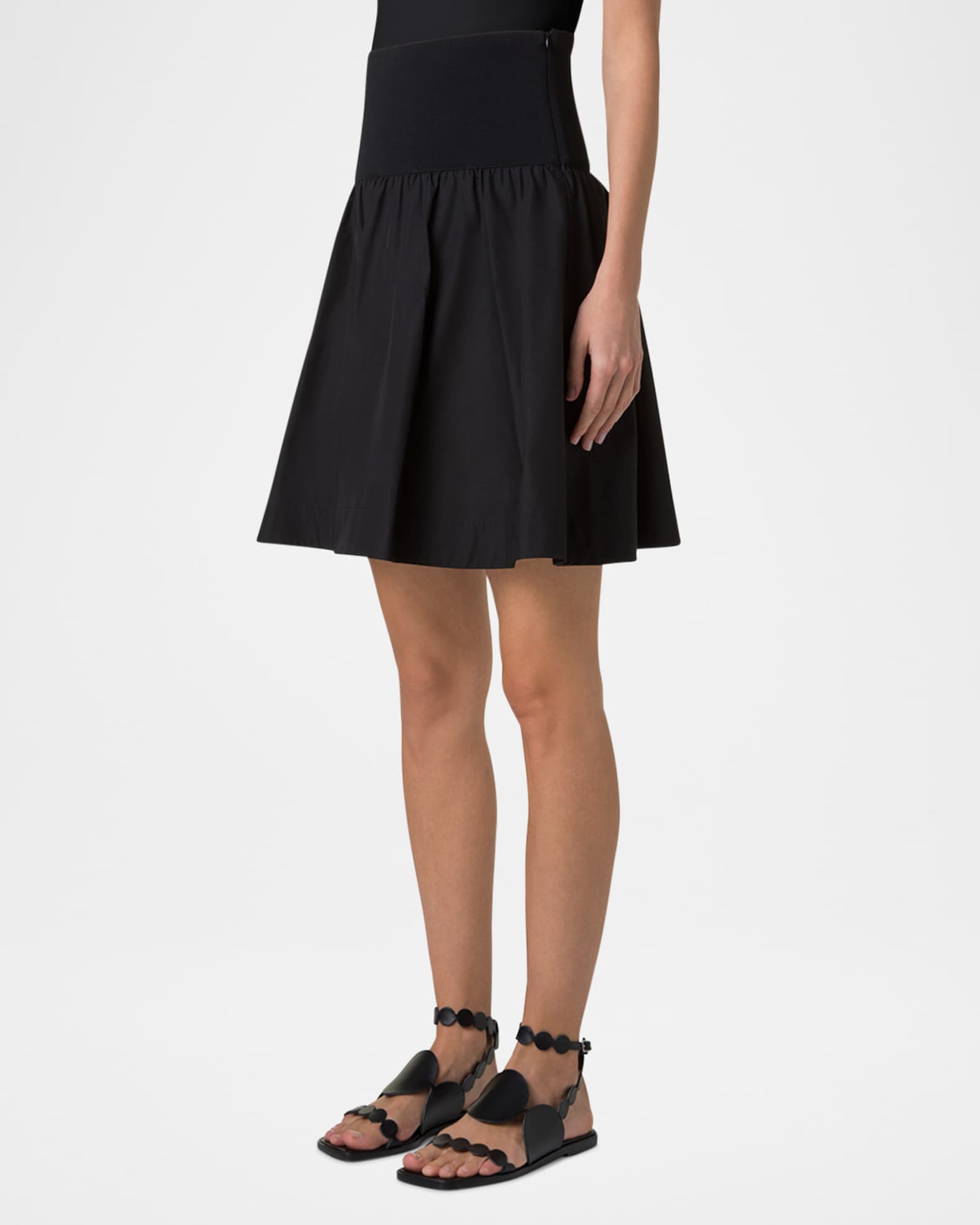 Akris punto Wide Waistband Cotton Poplin Skirt | Neiman Marcus