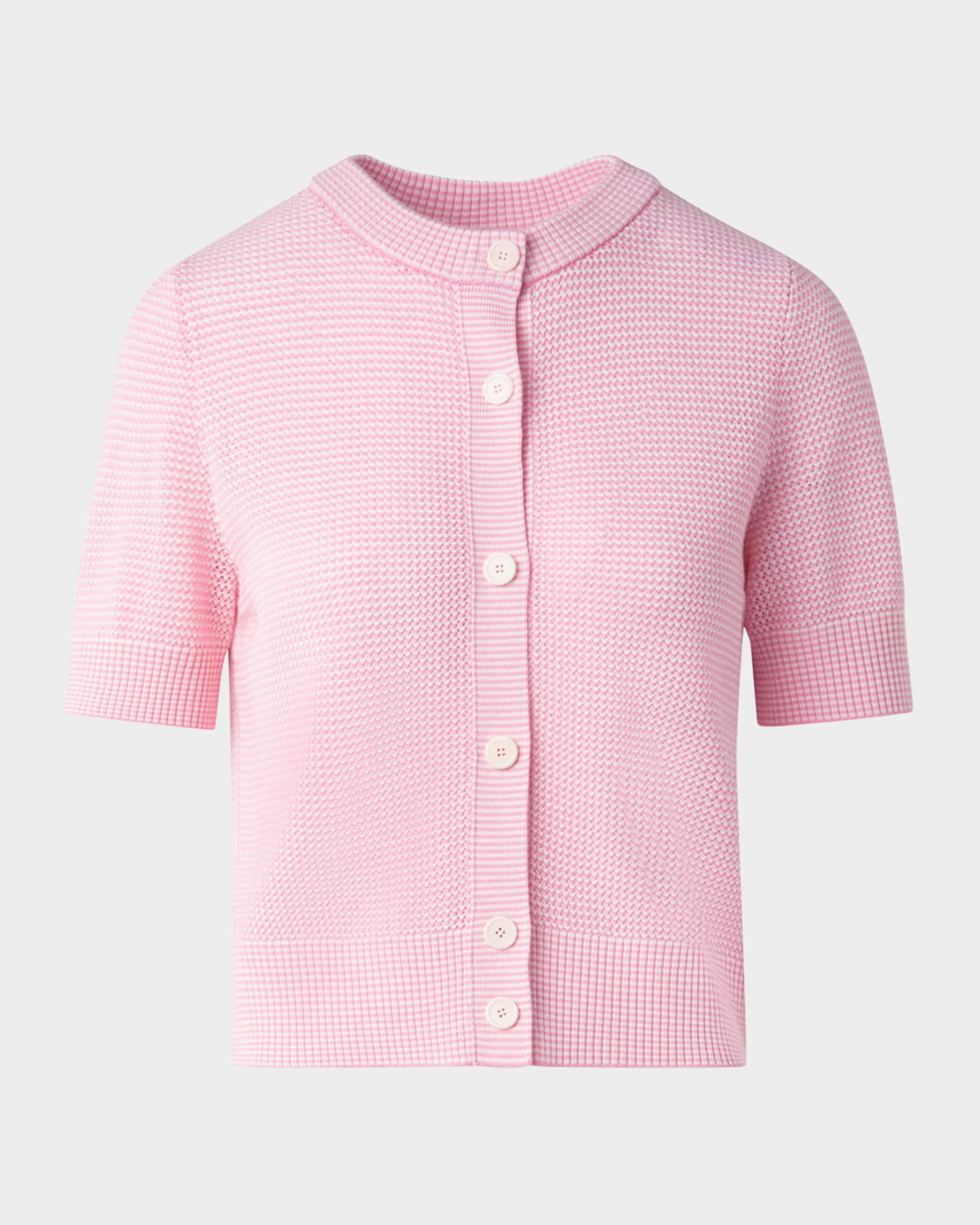 Mesh Short-Sleeve Merino Wool Cardigan 0