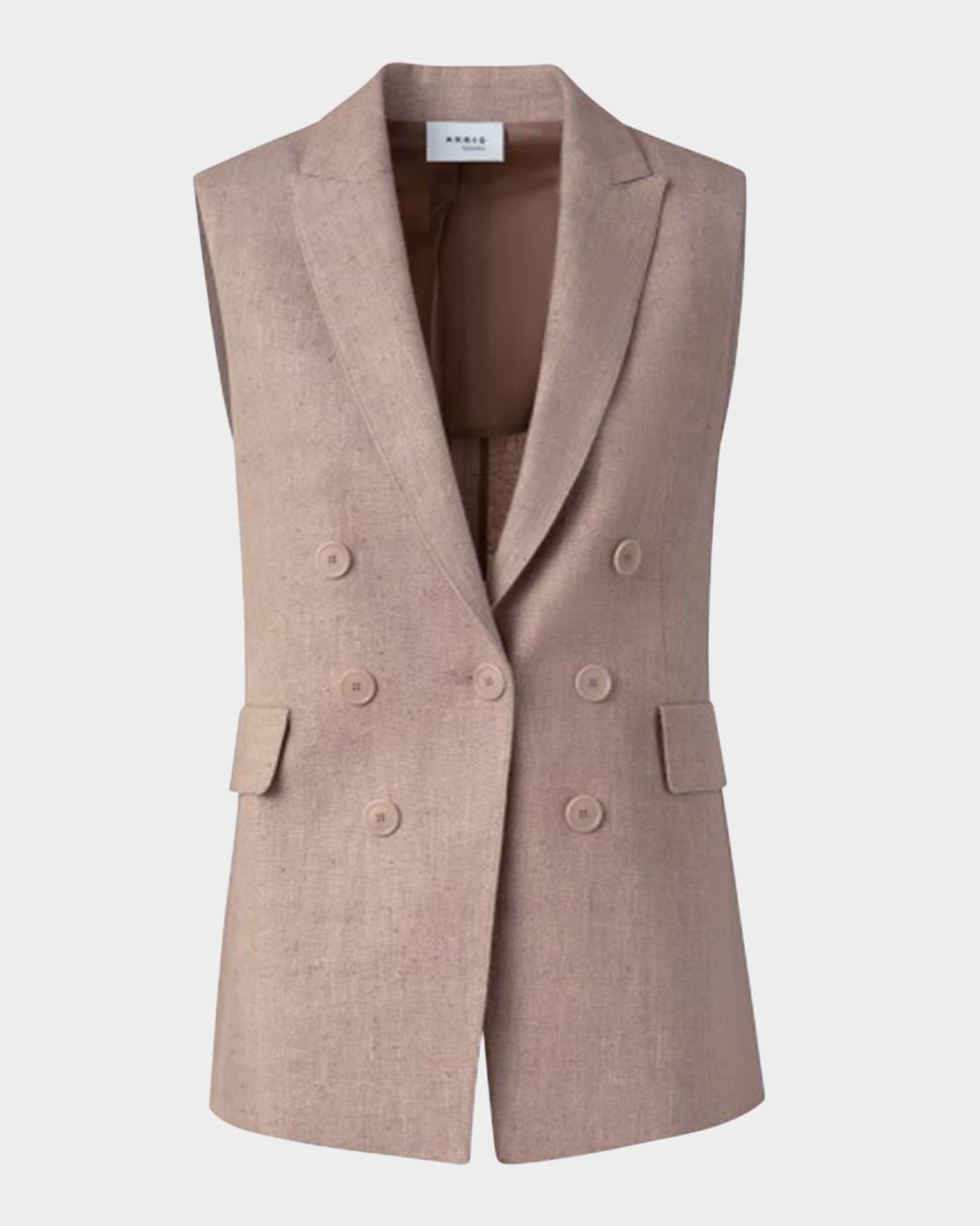 One-Button Washed Raw Linen Vest 0