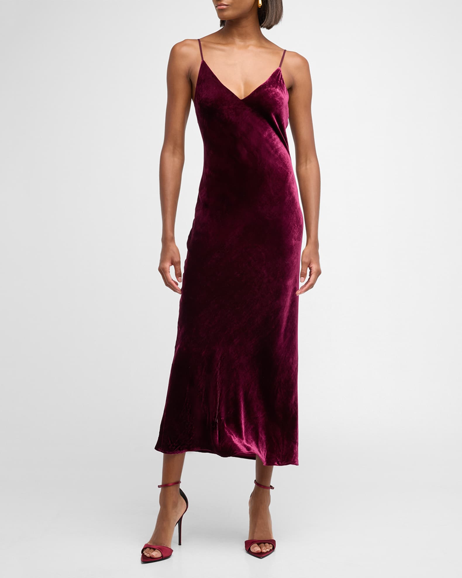 Velvet mid length dress online