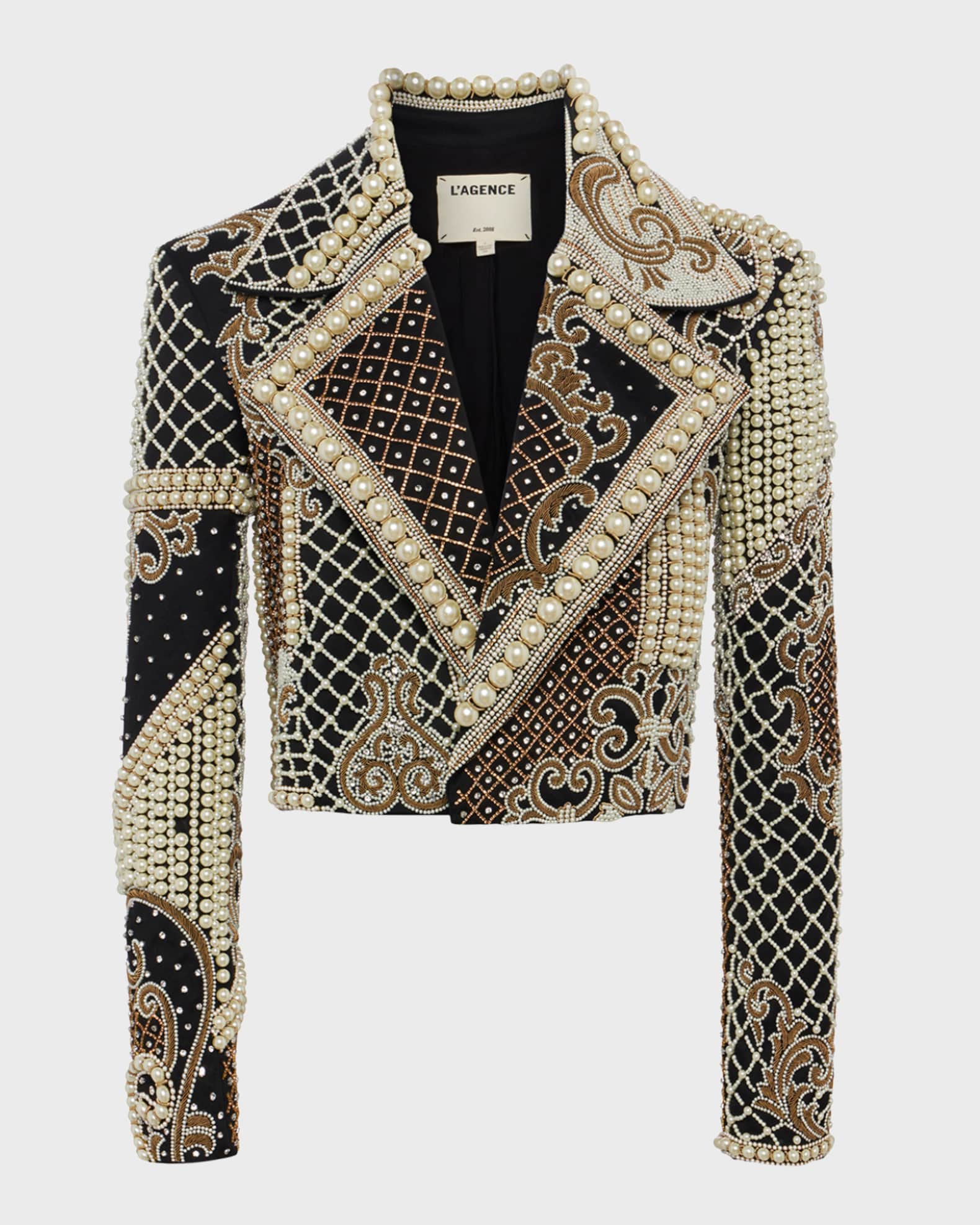 Embellished Cropped Blazer with Leaf Detailing main image 0