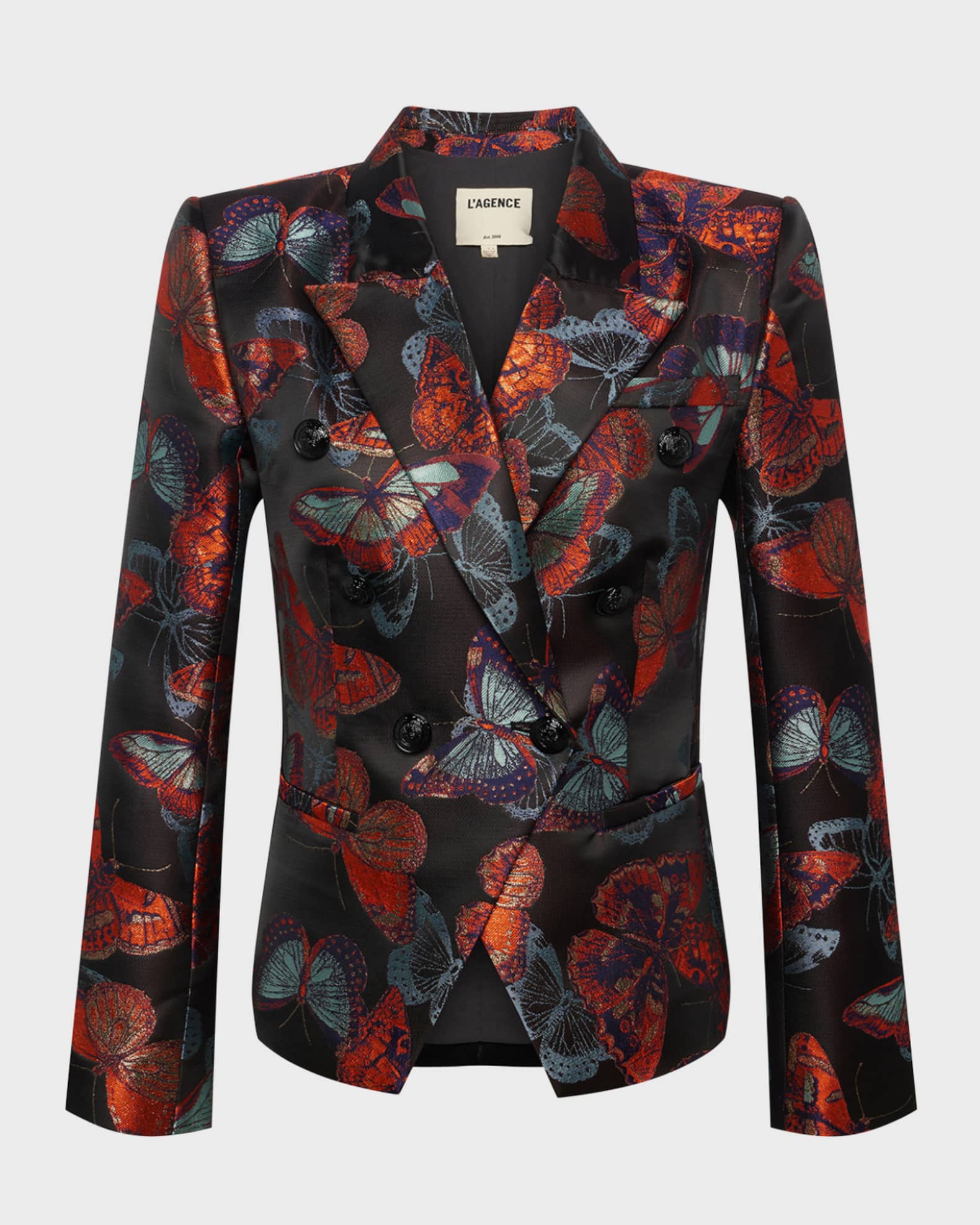 Marie Butterfly Jacquard Double Breasted Blazer