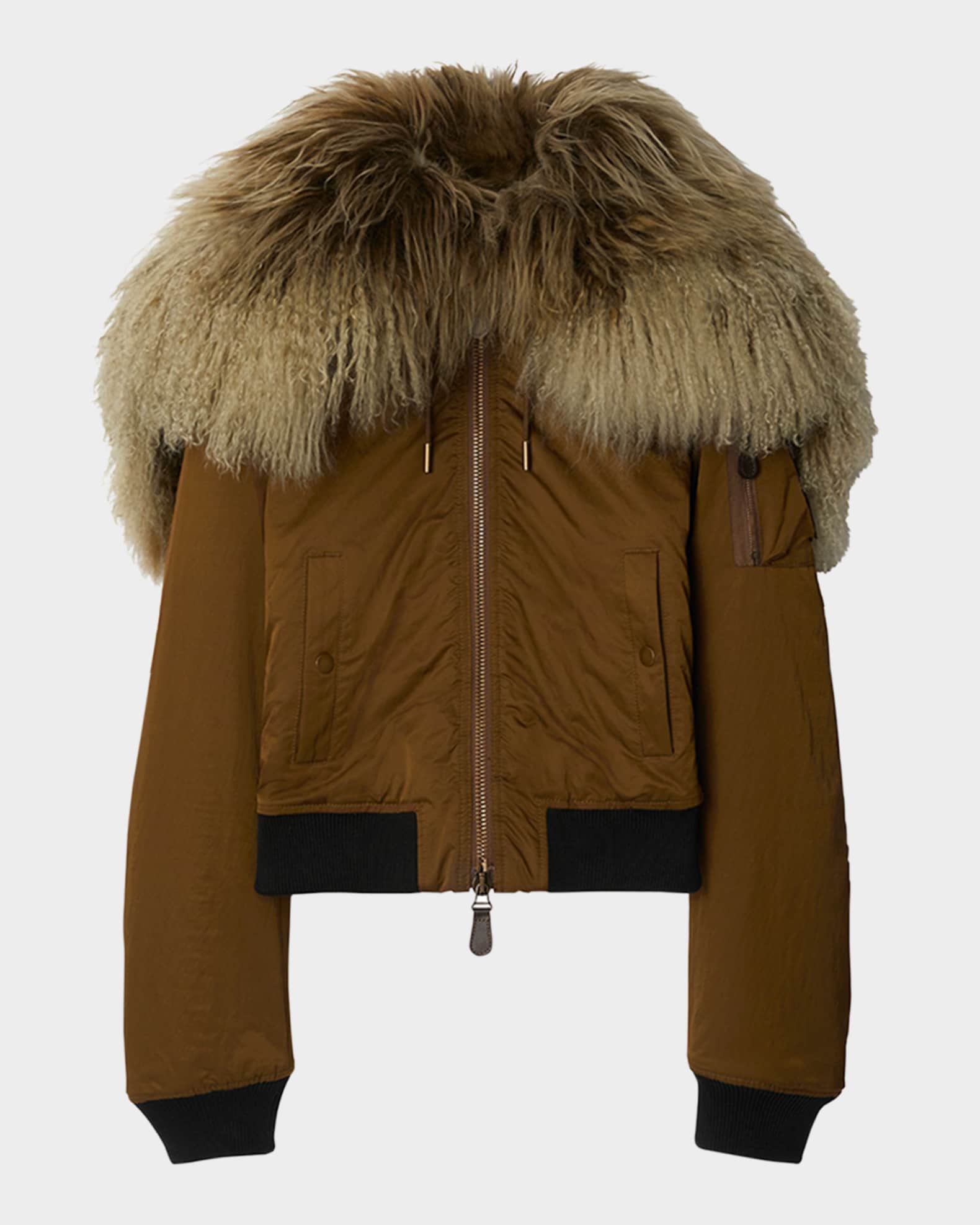 Mongolian shearling bomber jacket sales