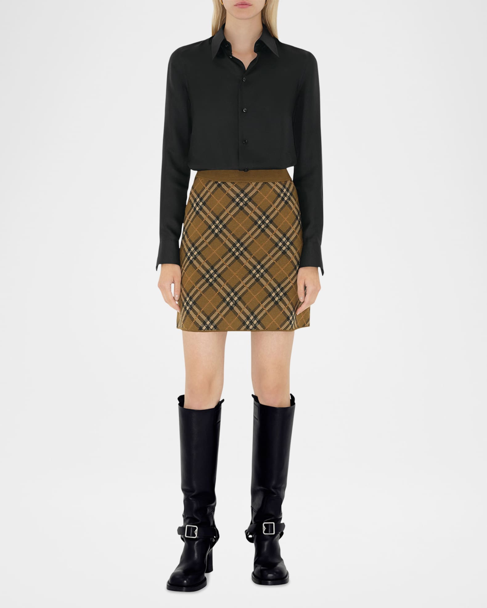 Check Knit Mini Skirt 1