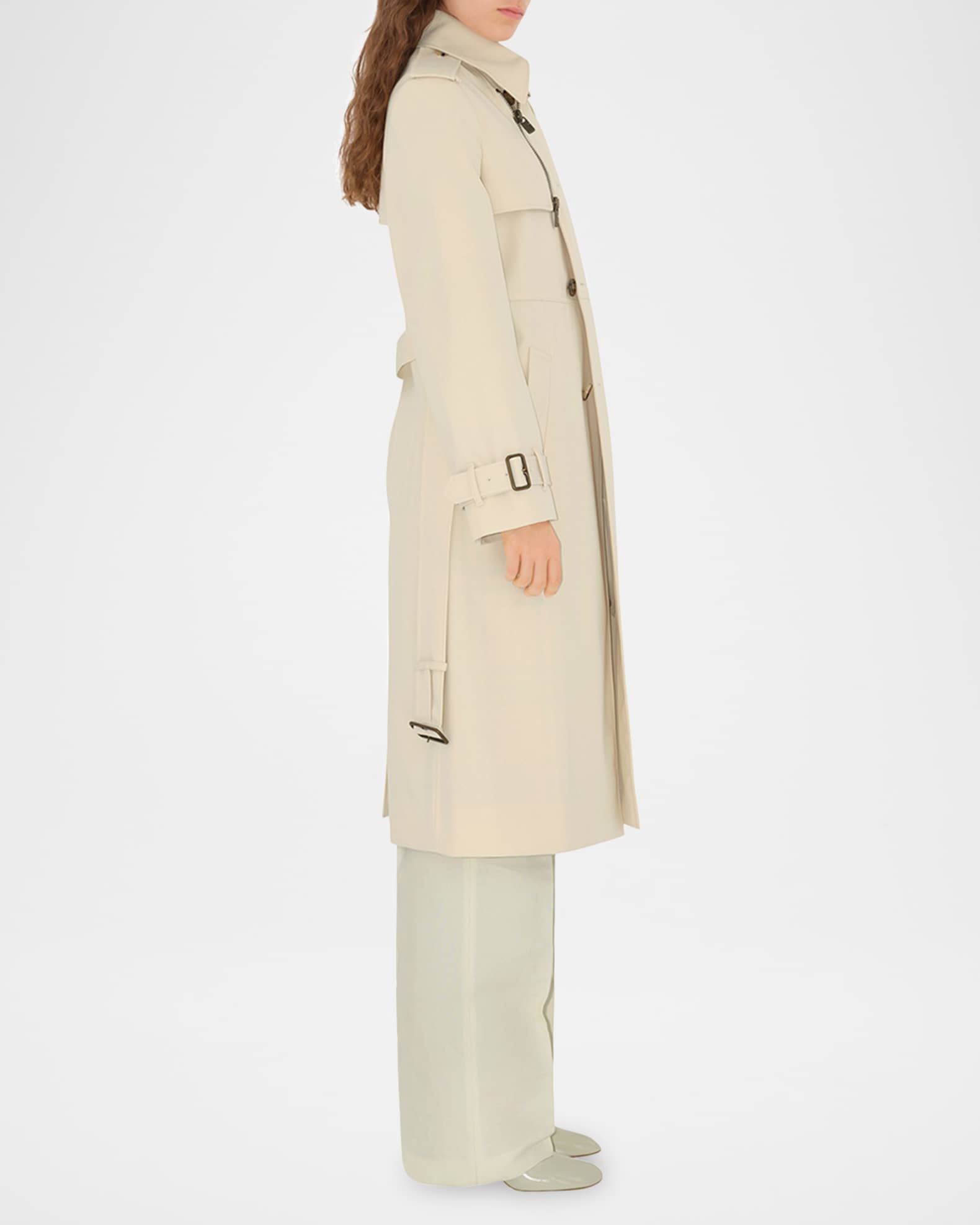 Zip Detail Belted Trench Coat