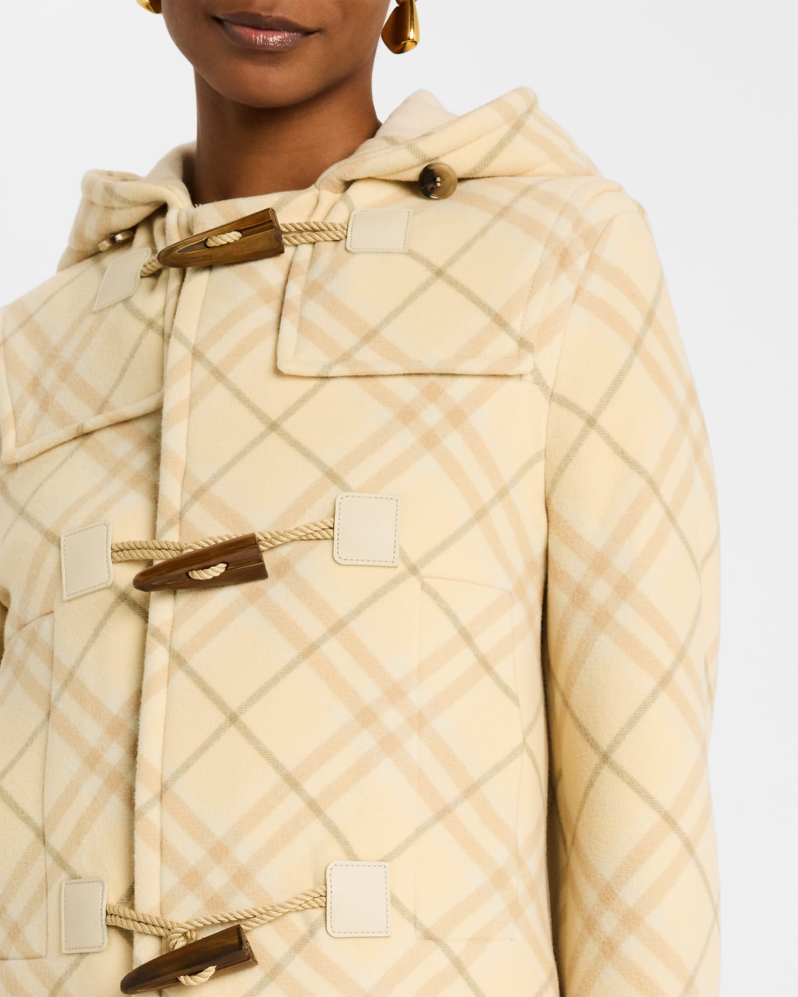 Check Hooded Coat
