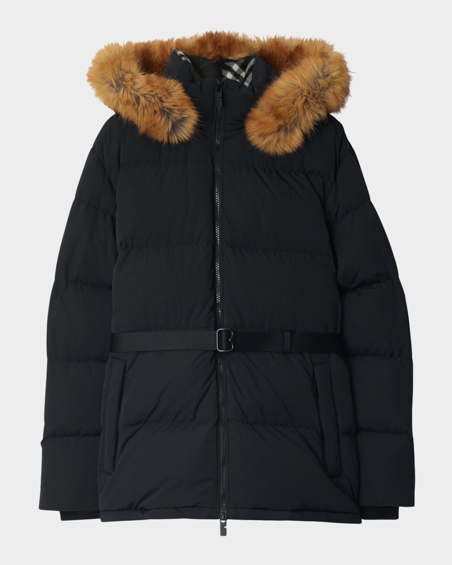 Burberry Belted Short Down Jacket With Detachable Hood Neiman Marcus