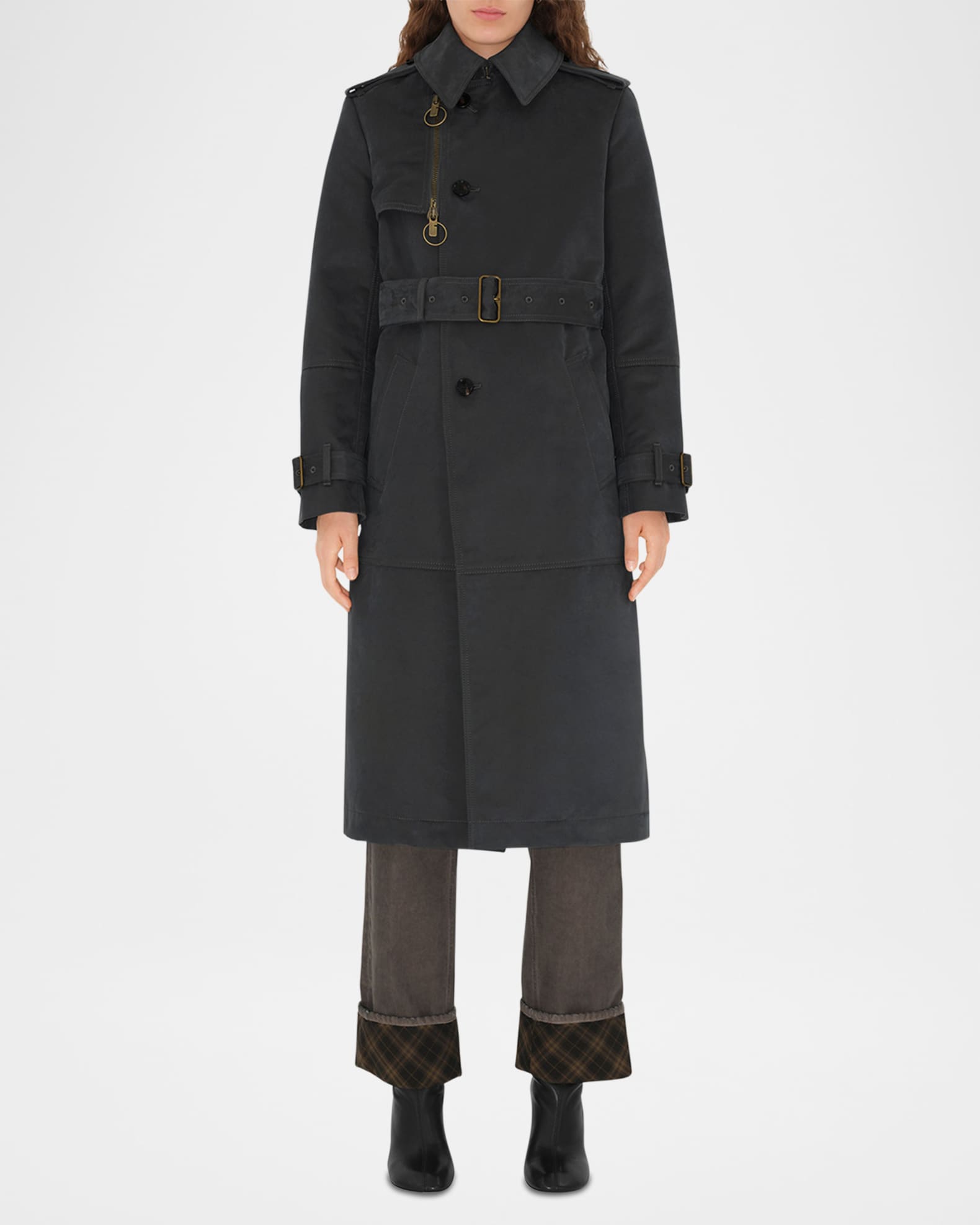 冬ギフト  Burberry Marcus Neiman | Coat Trench Single-Breasted Belted トップス