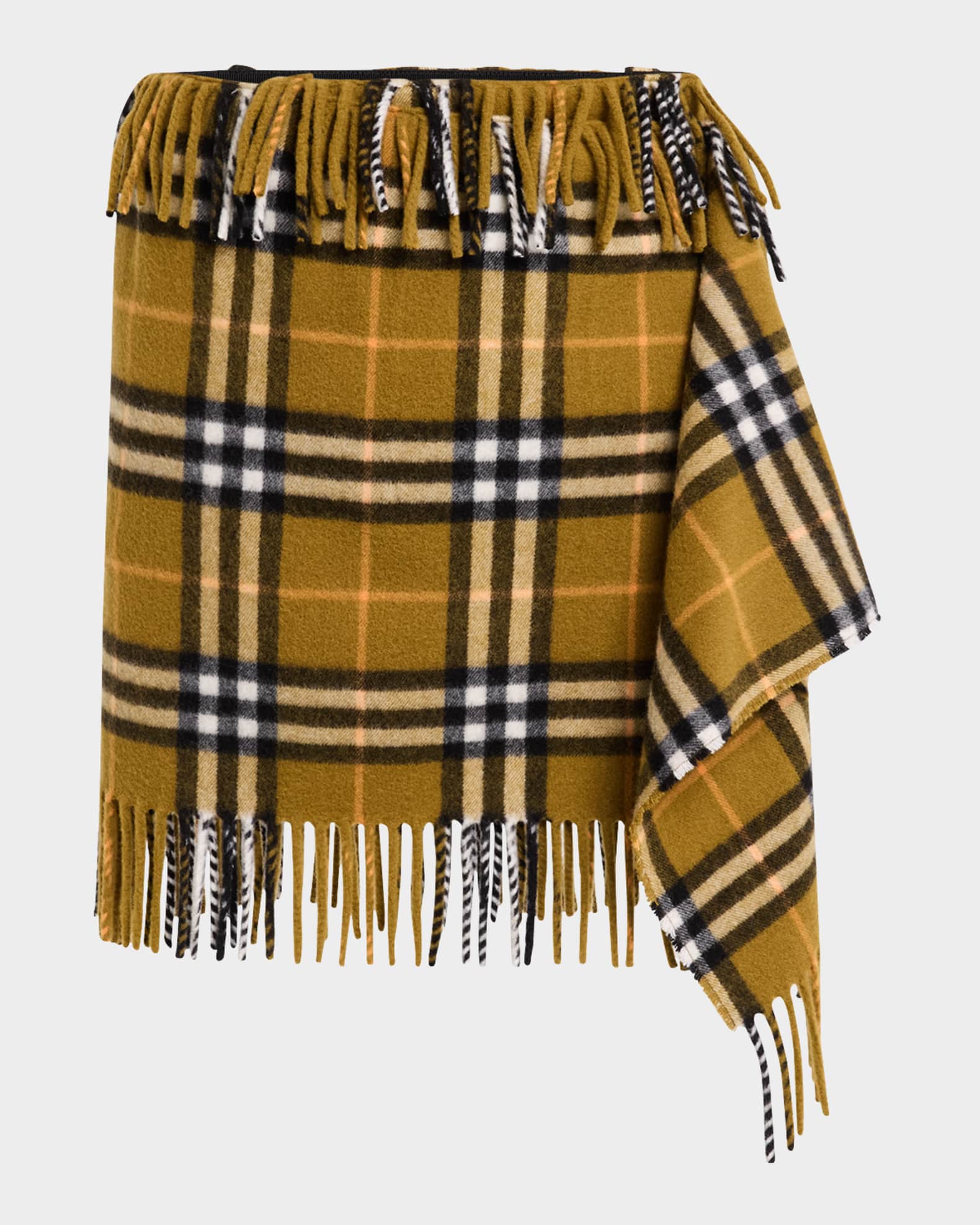 Check Wrap Mini Skirt With Fringe 0