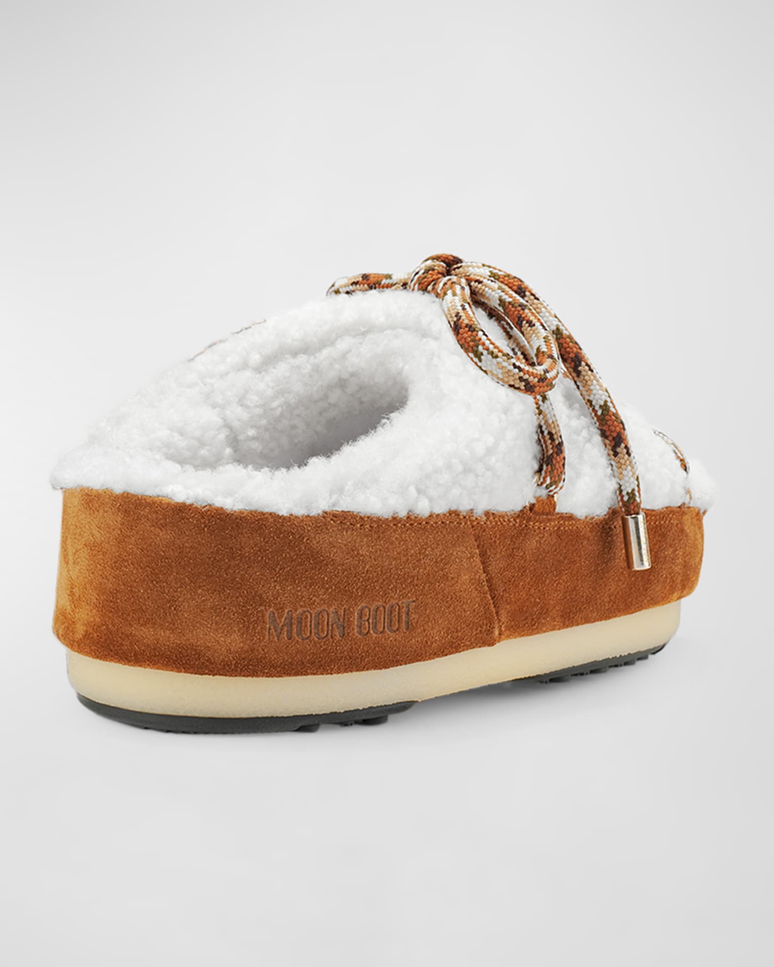 Suede Shearling Lace-Up Mules 1