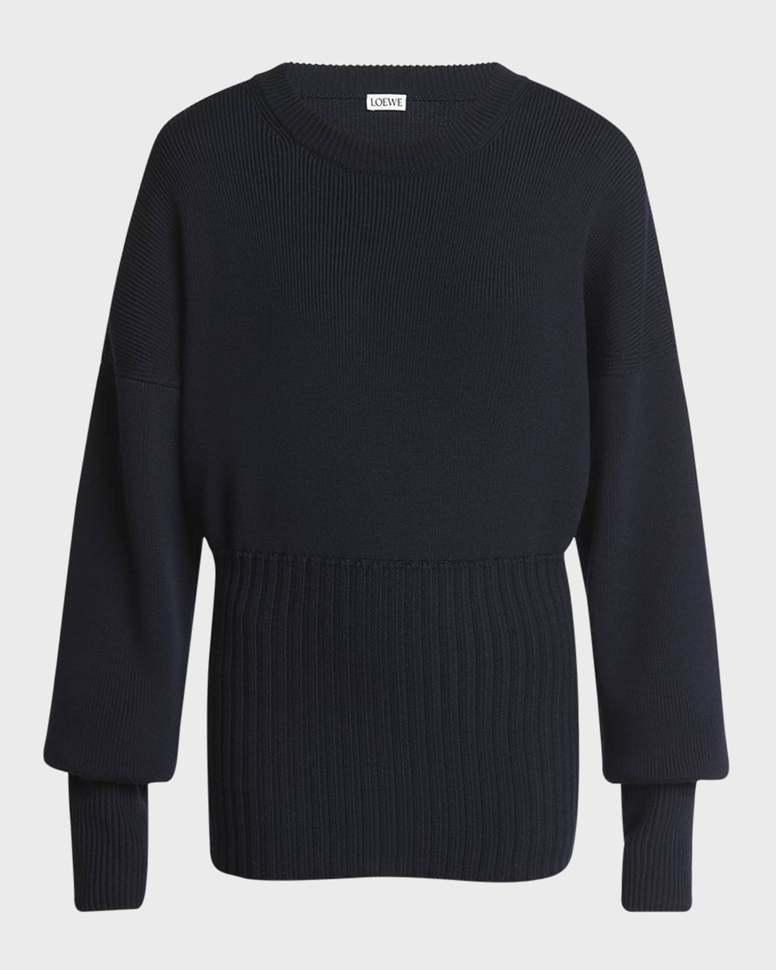Cable Knit Hem Crewneck Sweater 0