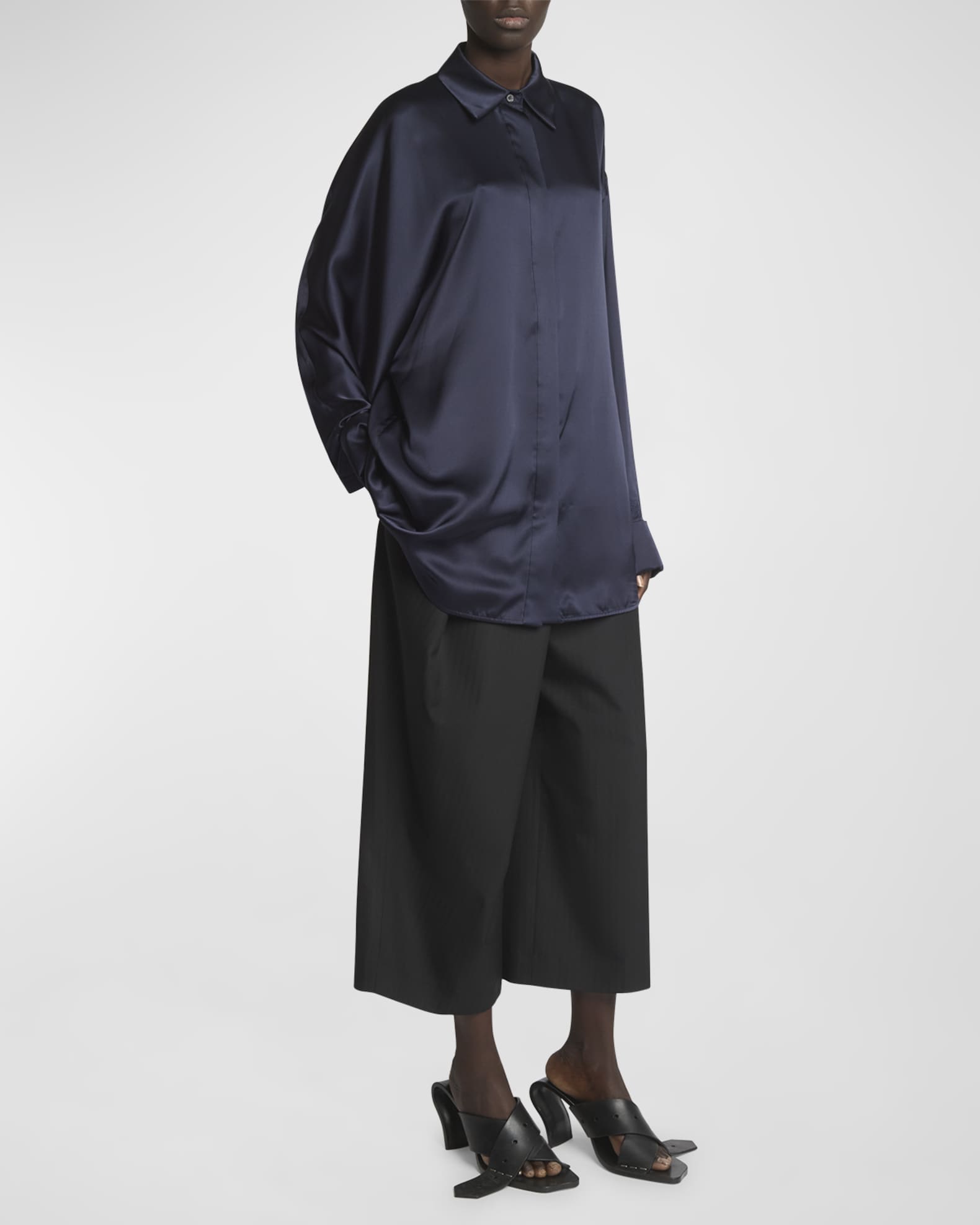 Oversized Silk Button-Down Shirt 1