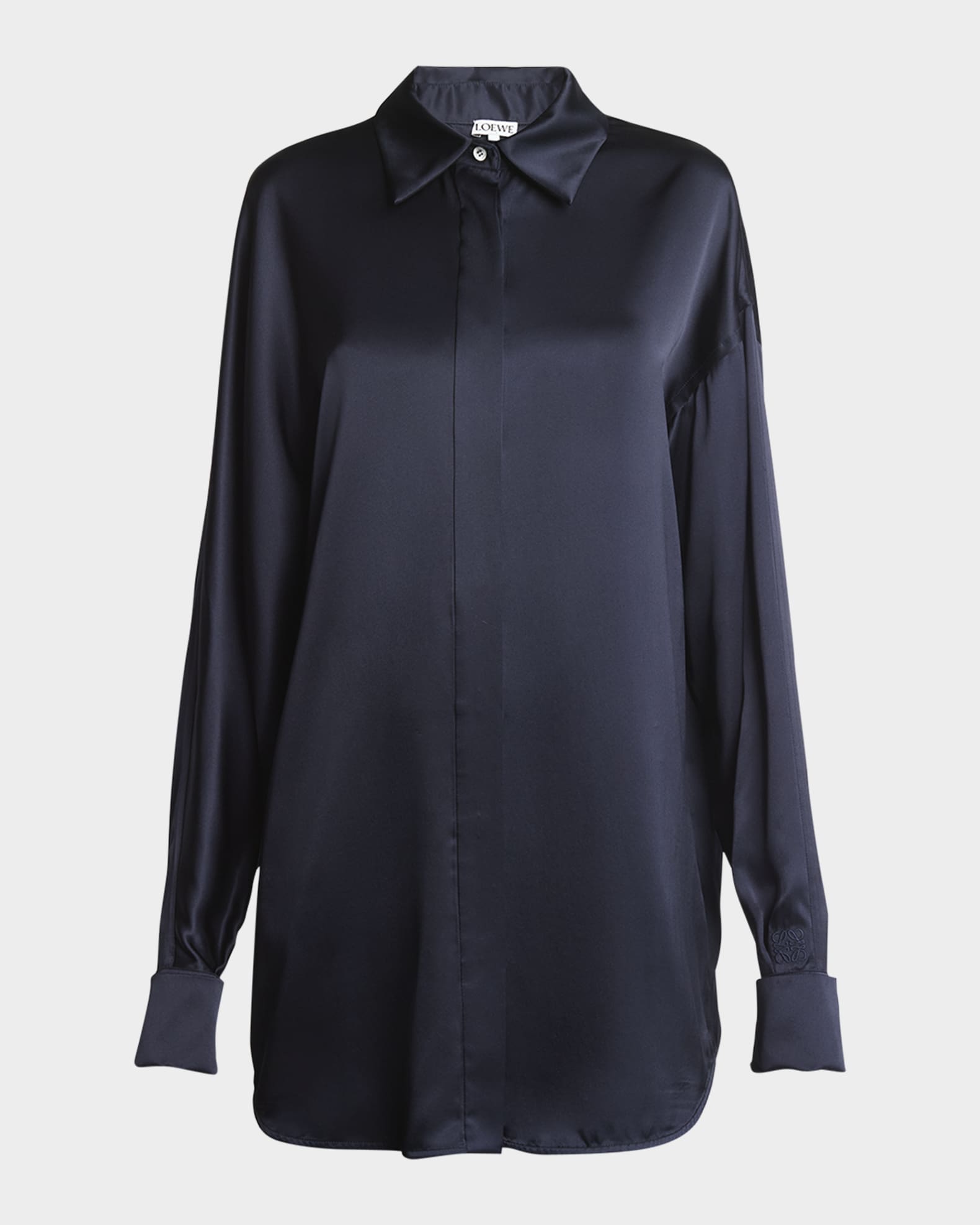 Oversized Silk Button-Down Shirt 0