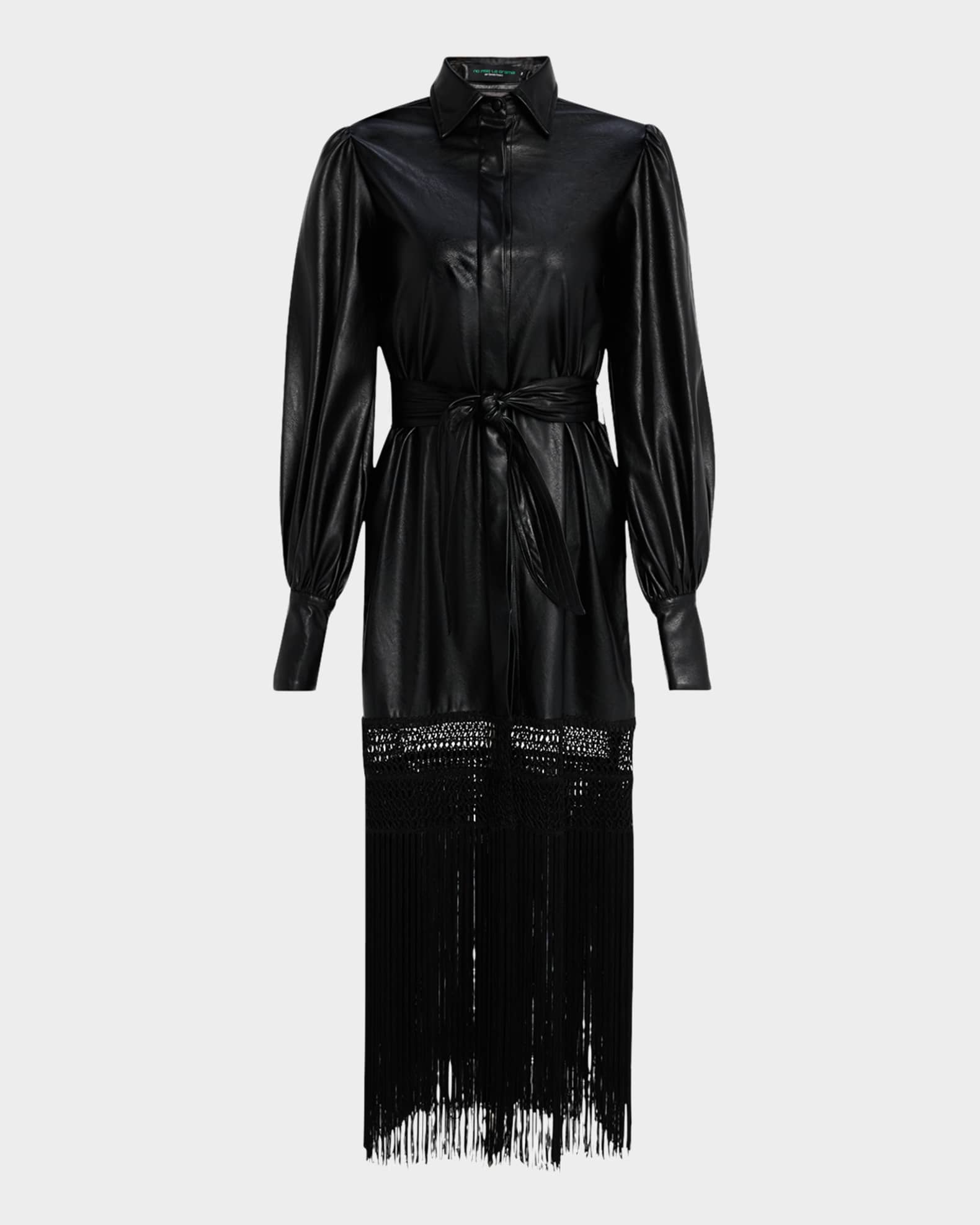 La Victoria Long-Sleeve Fringe Dress 0