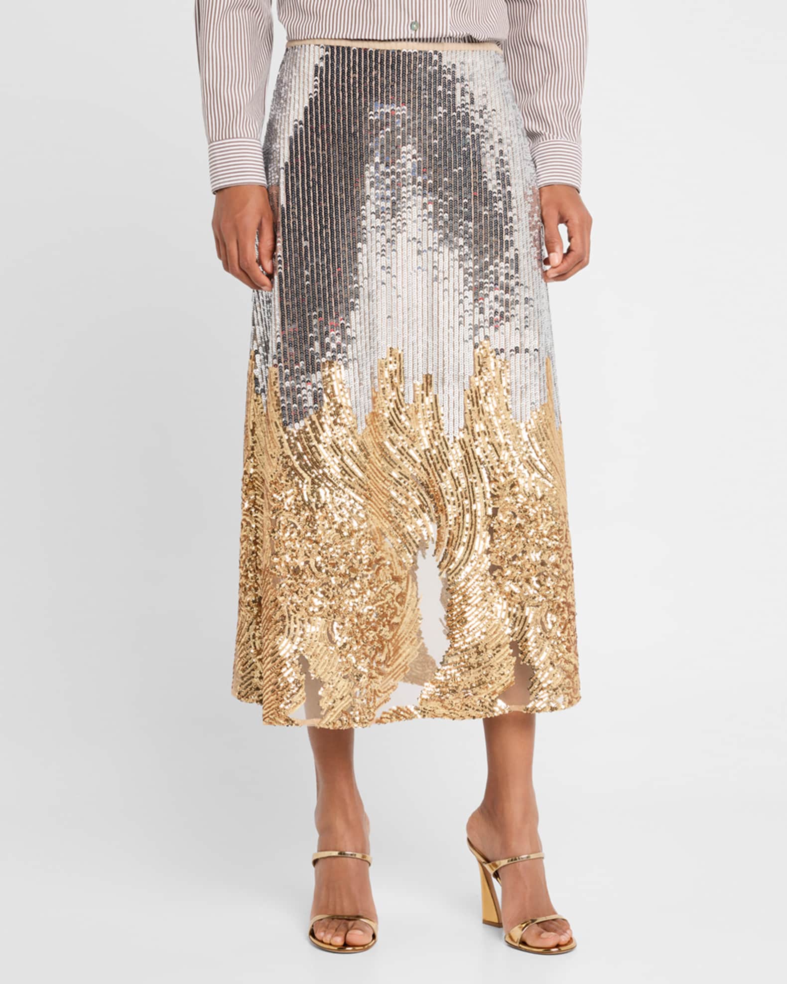 No Pise La Grama Elena Sequined Midi Skirt Neiman Marcus