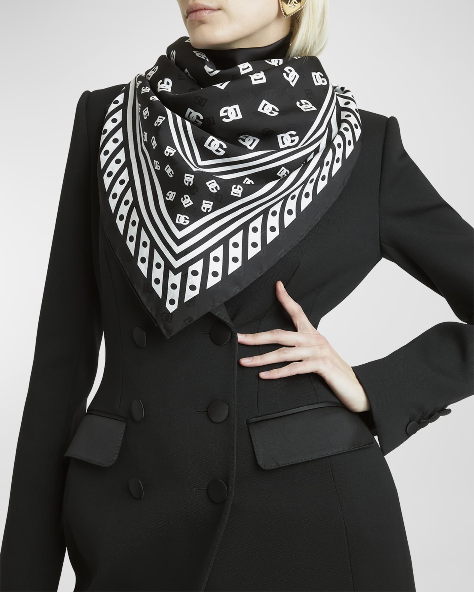 All-Over DG Polka-Dot Silk Square Scarf  1