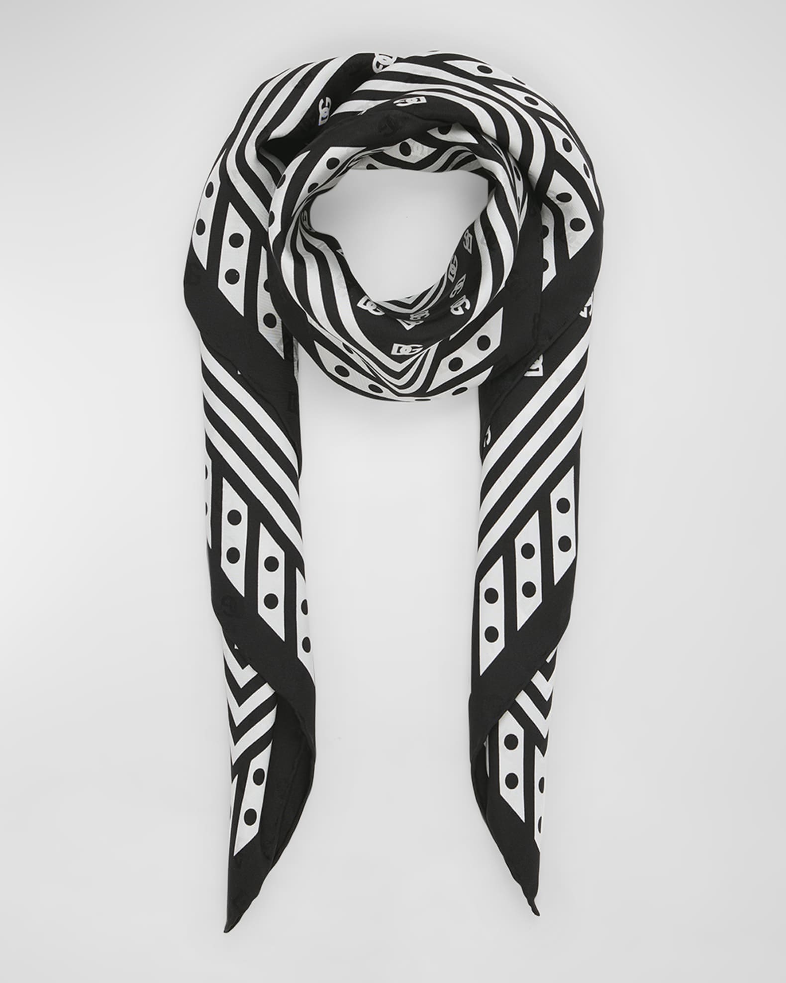 All-Over DG Polka-Dot Silk Square Scarf  0