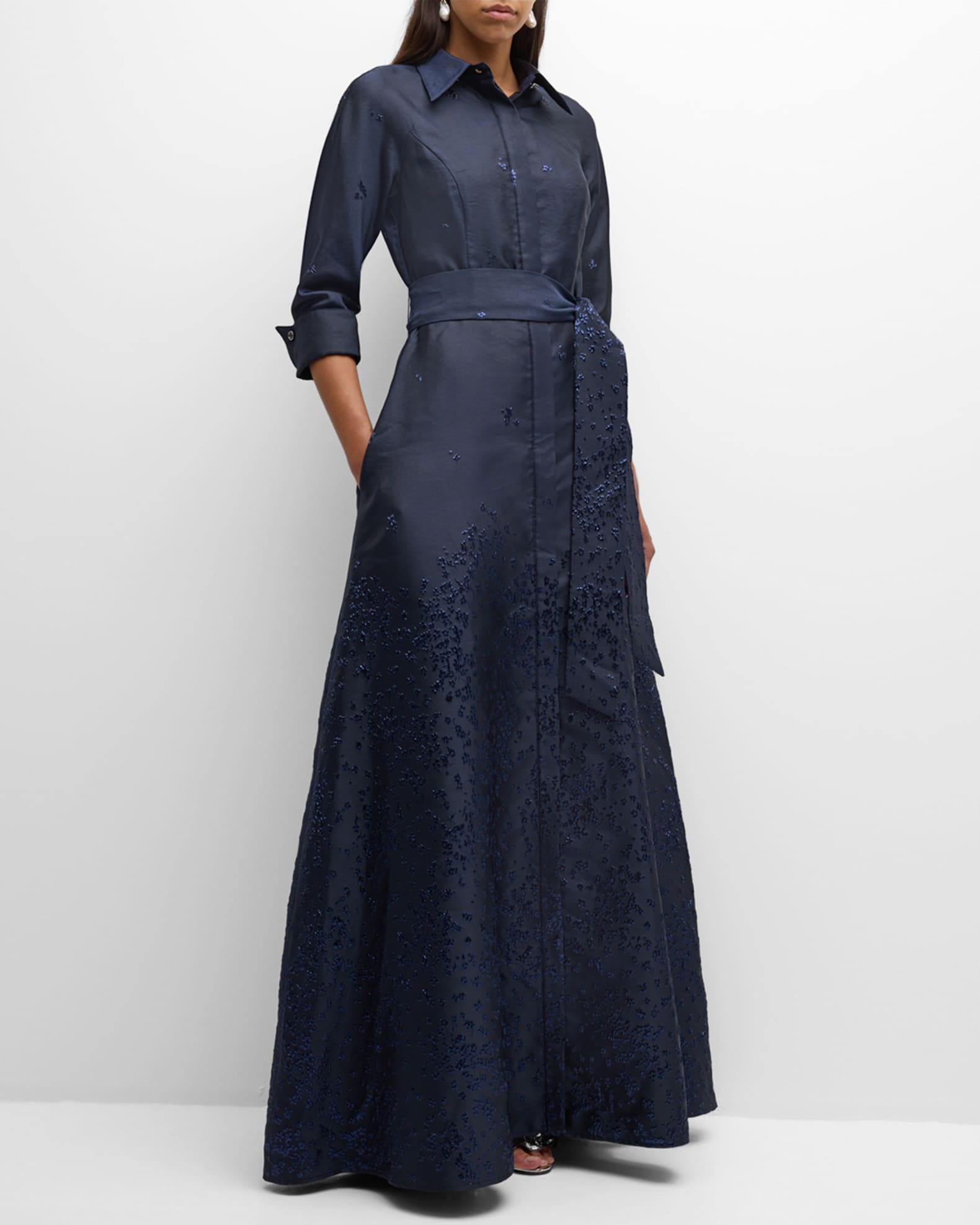 Shirt Waist Teri Jon Navy Gown Rickie Freeman For Teri Jon