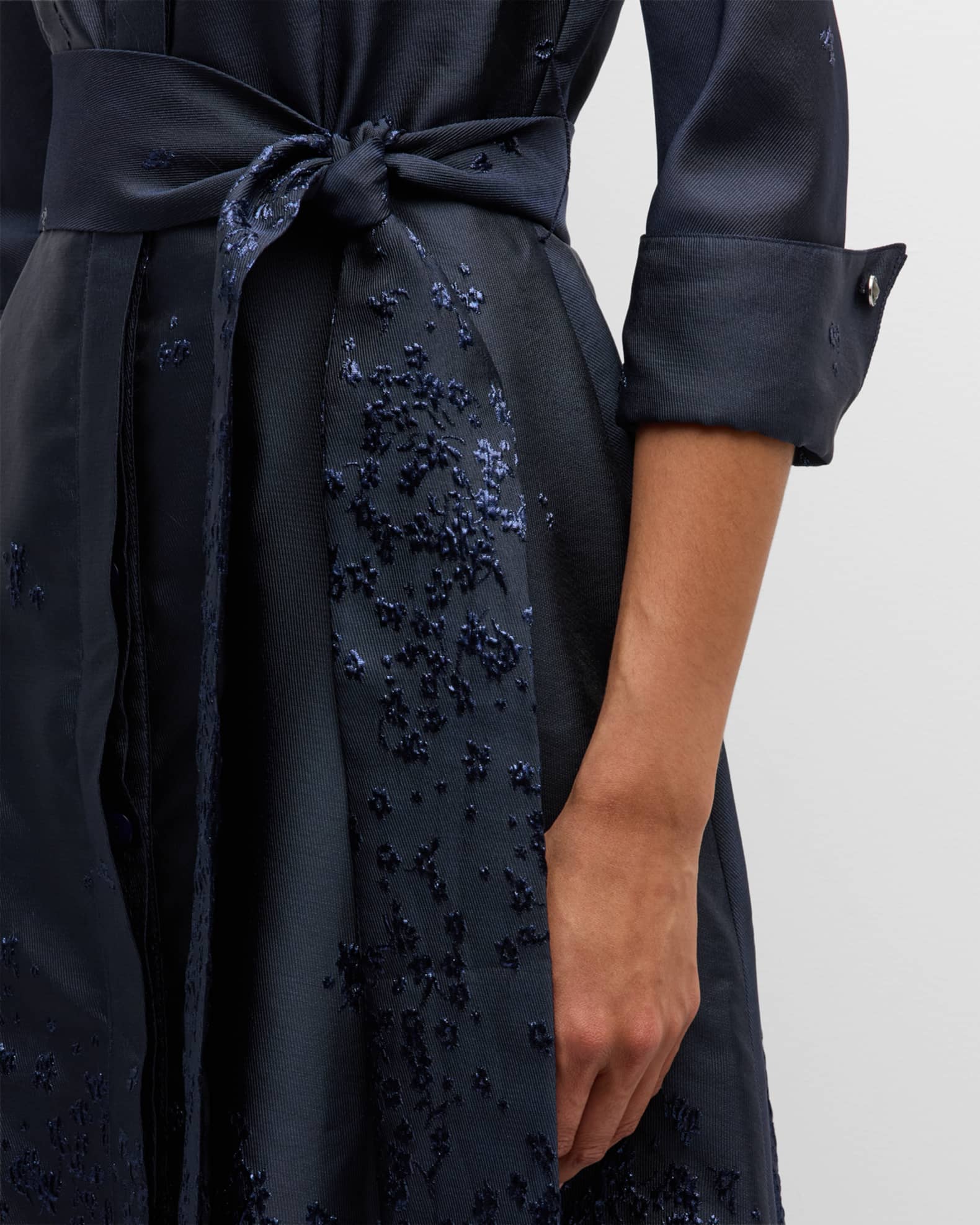 Jacquard Border Pattern Shirt Gown
