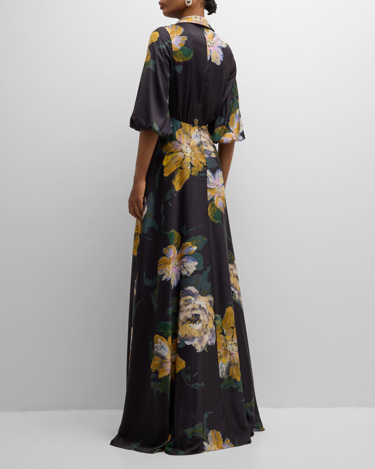 Teri Jon Chiffon Floral Shirt Gown Size 16