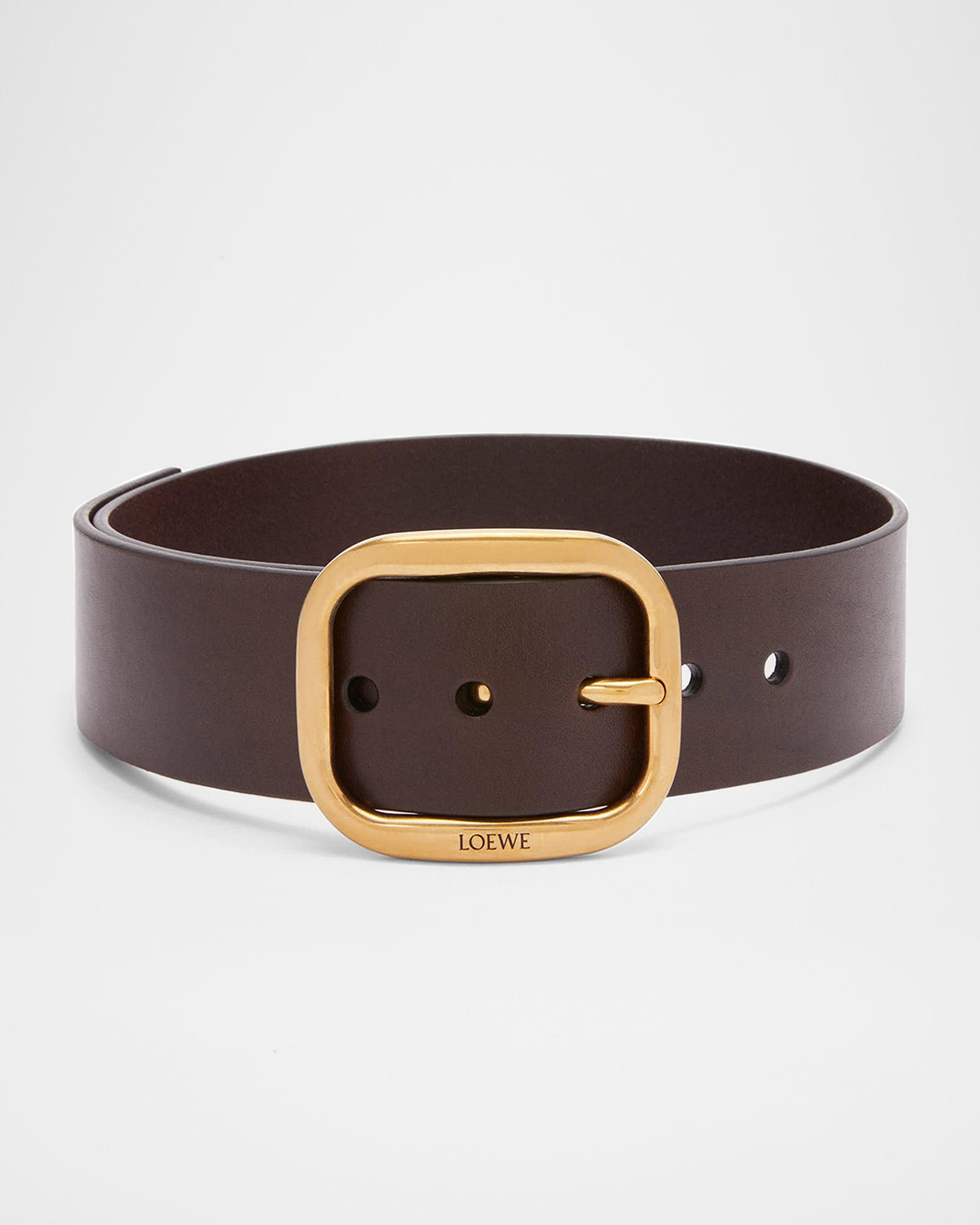Loewe Curved Buckle Leather Belt | Neiman Marcus display picture 1
