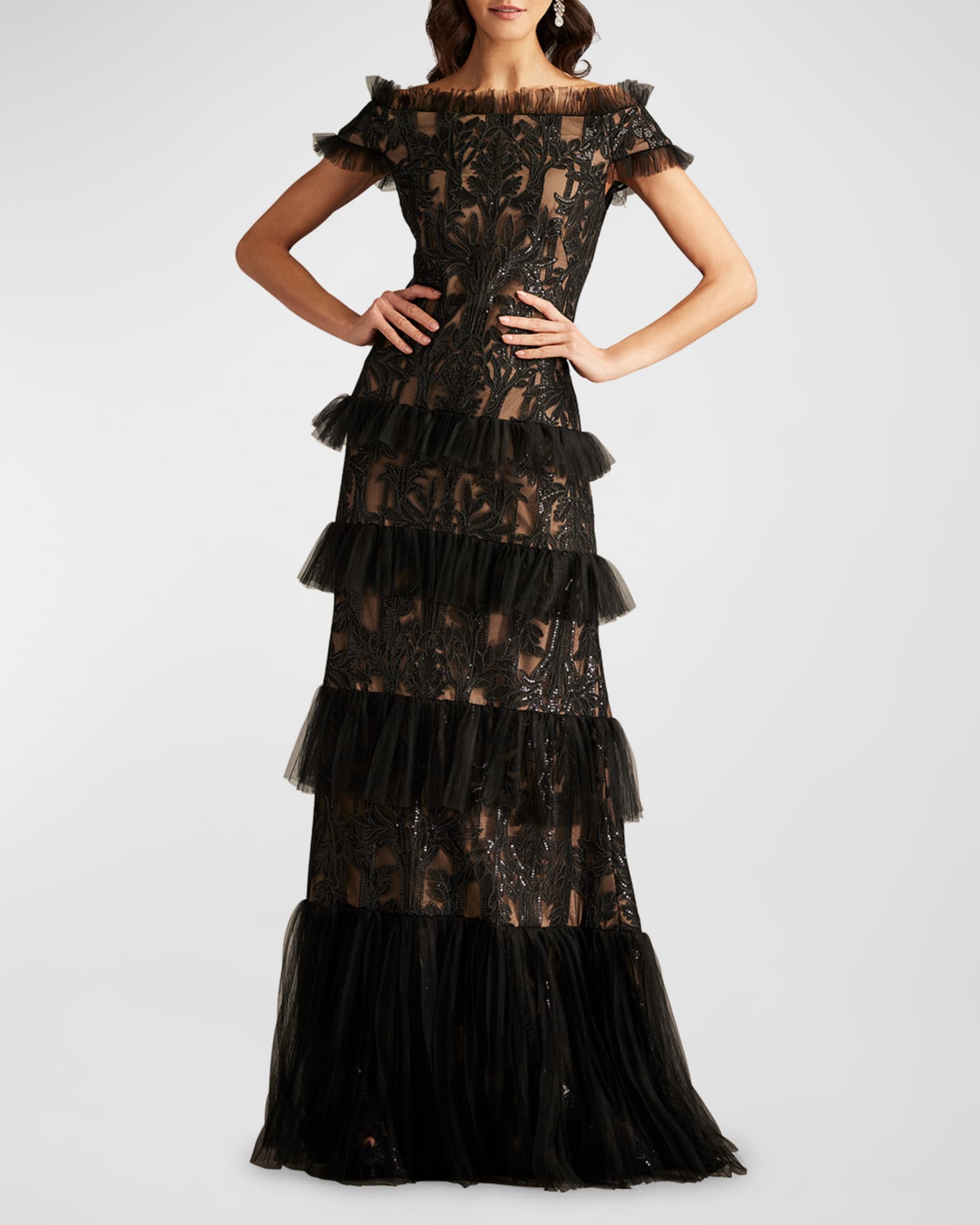Tadashi shoji off the shoulder lace dress new arrivals
