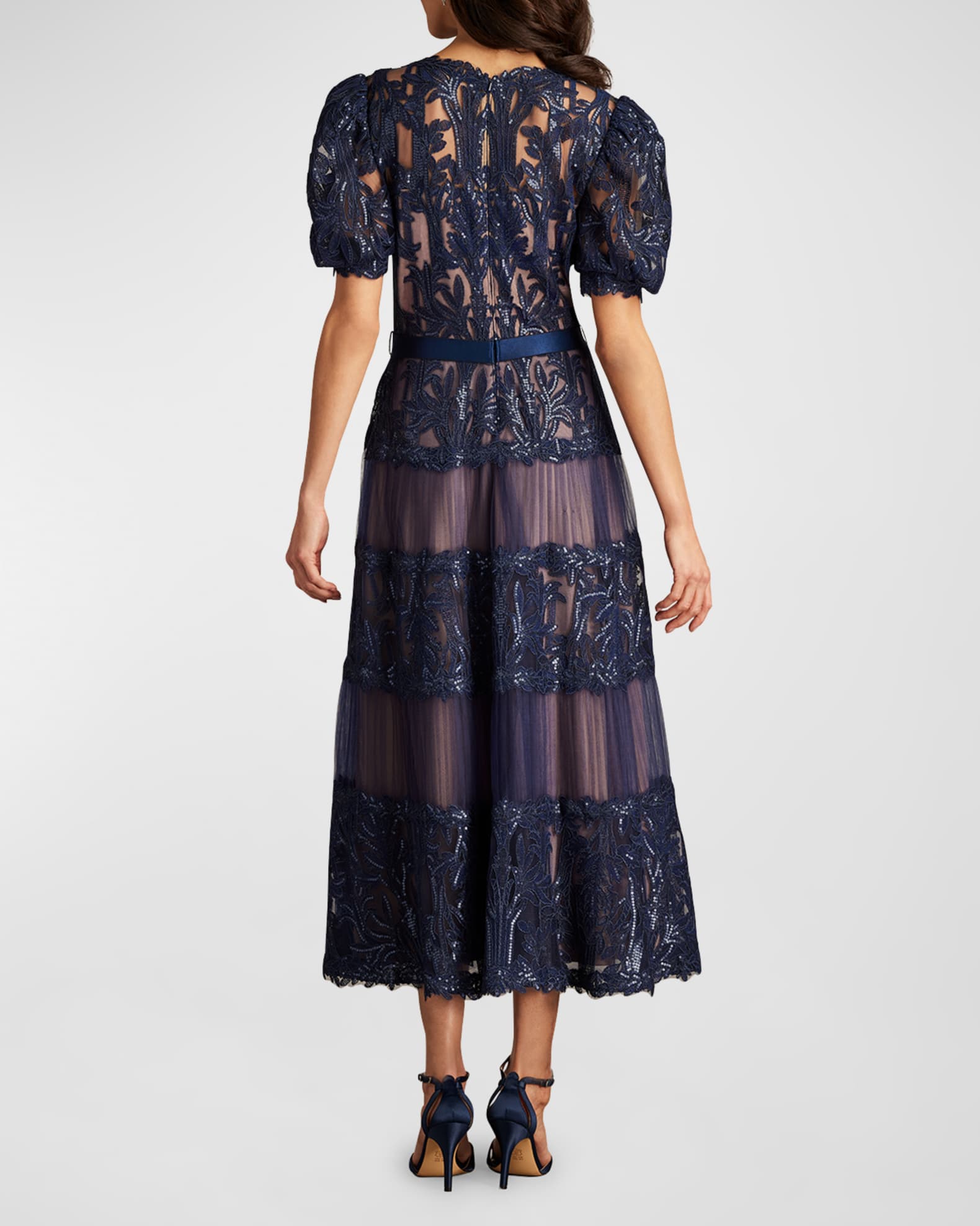 chinese dress ladies London Times Navy Cocktail Sparkle Faux Wrap Dress main image 1