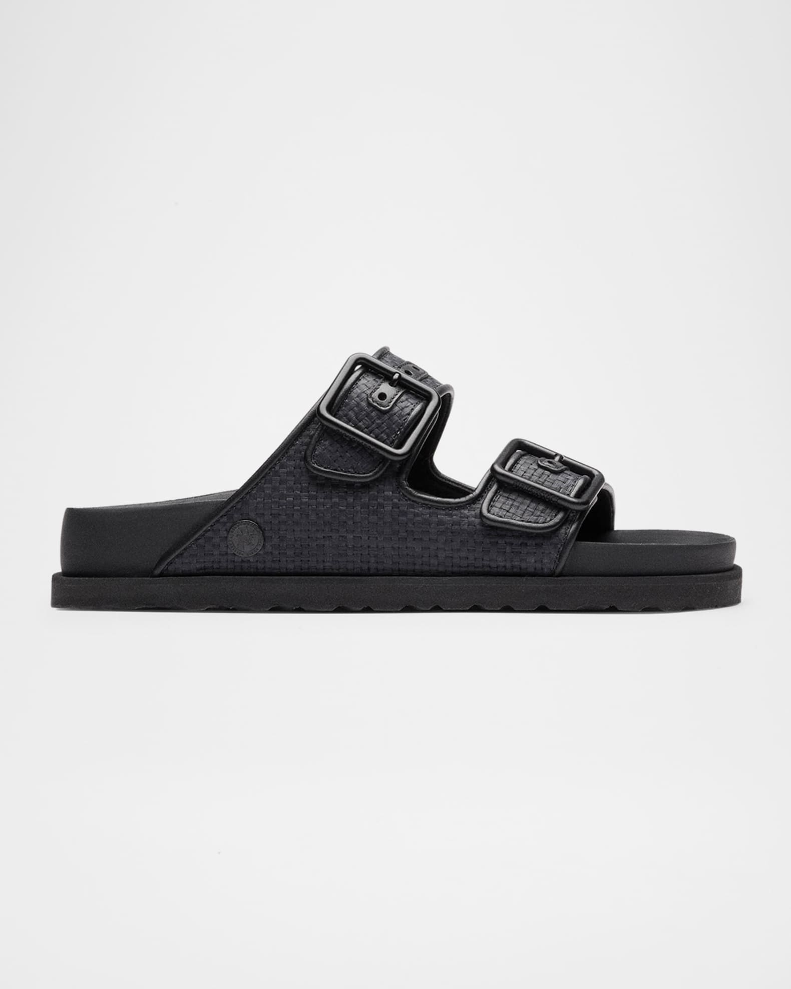 Arizona Raffia Dual-Buckle Slide Sandals 0