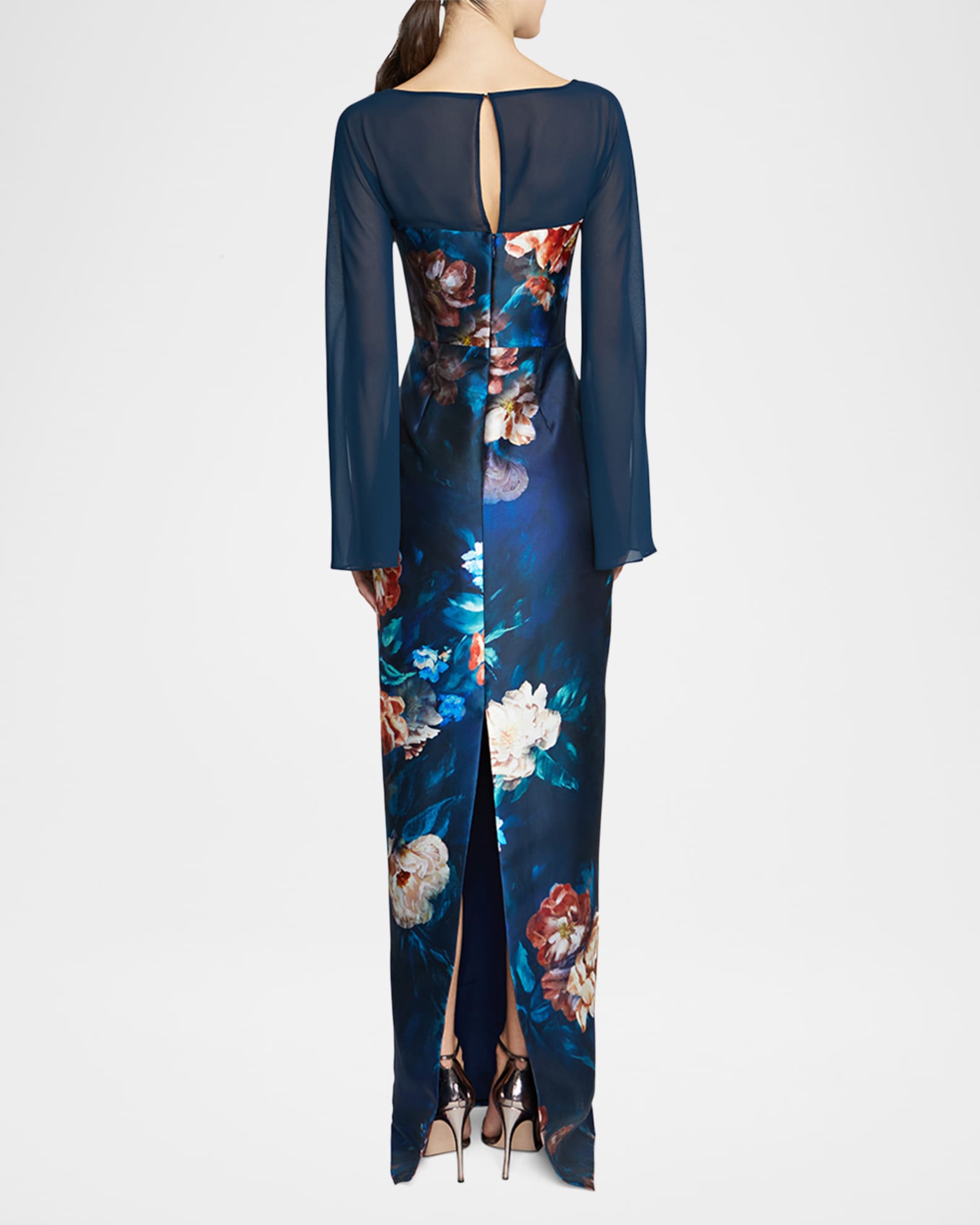 Theia Lorraine Floral Print Column Gown Neiman Marcus