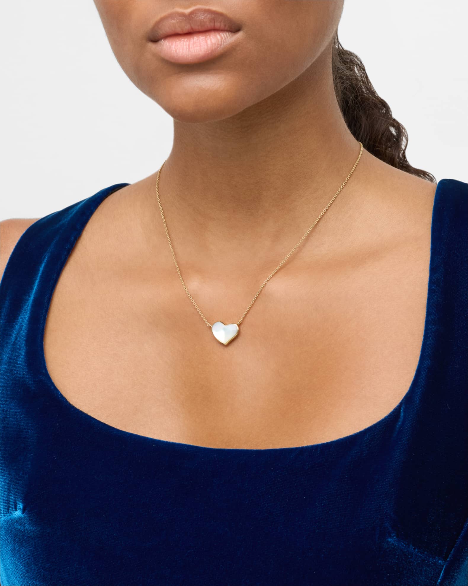Single Heart Gemstone Pendant Necklace, 18"L 1