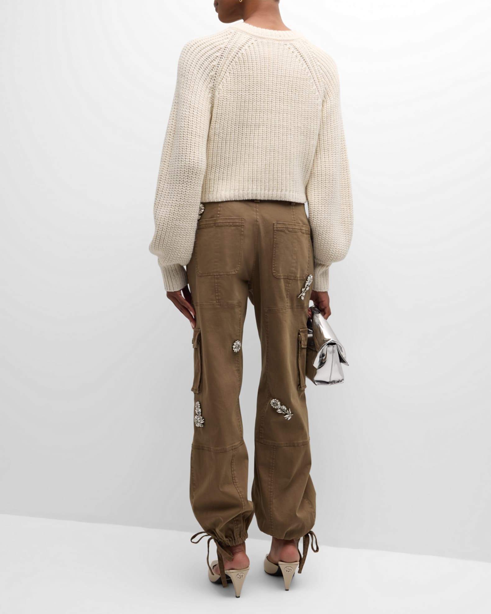 Cinq a Sept Crystal Chrysanthemum Zola Cargo Pants | Neiman Marcus