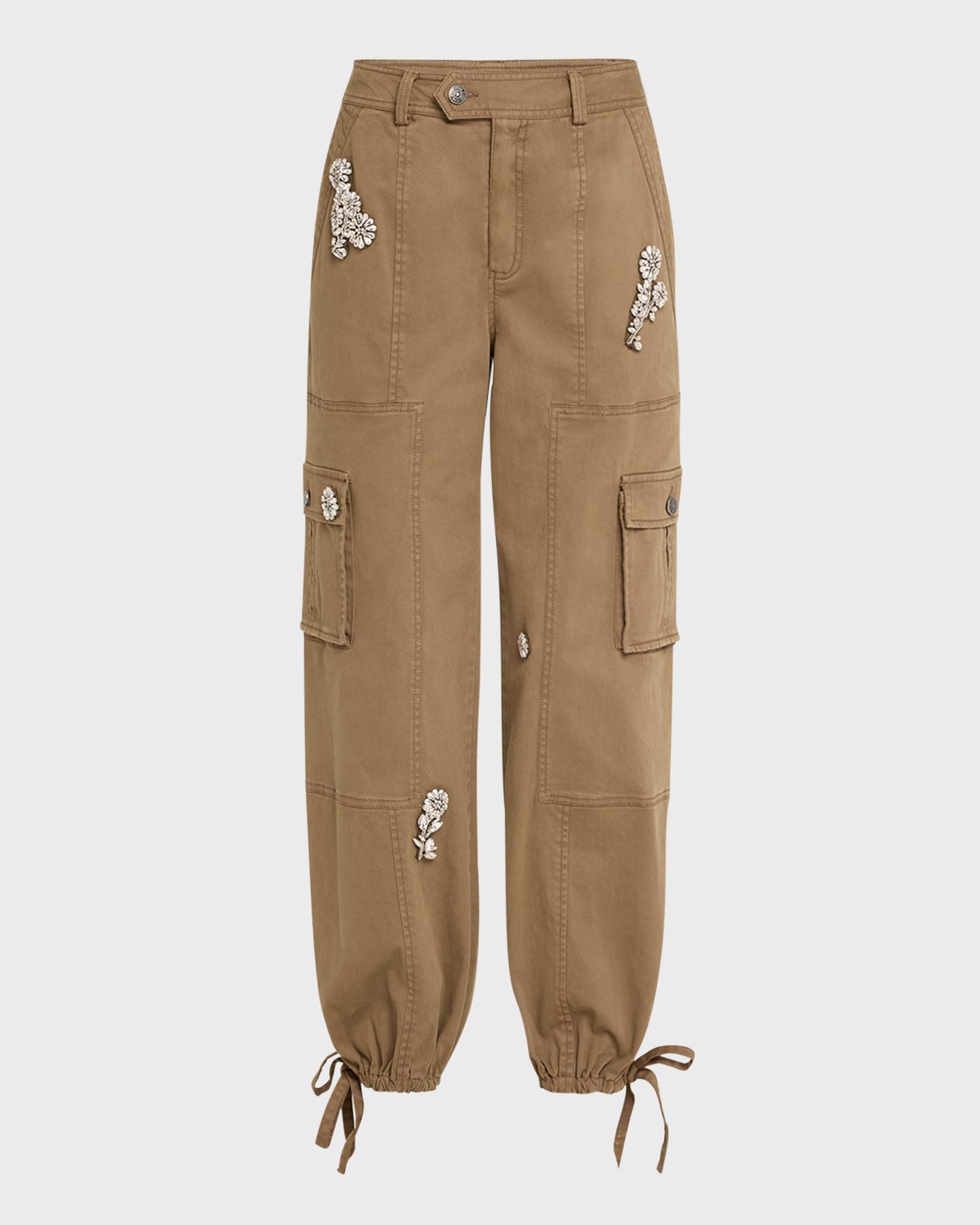 Cinq a Sept Crystal Chrysanthemum Zola Cargo Pants | Neiman Marcus