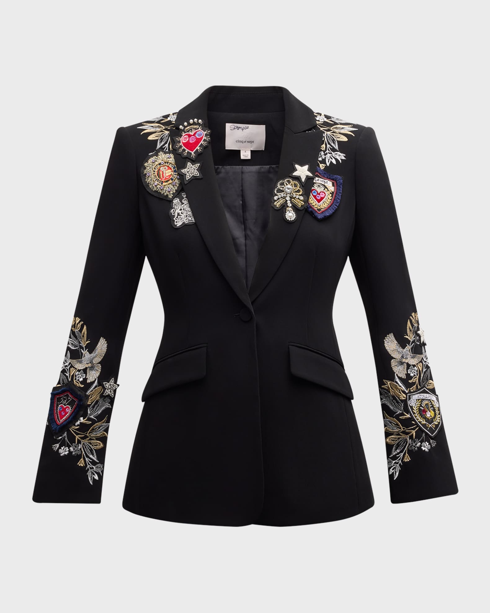 Cinq A Sept Women s Heritage Patch Cheyenne Blazer Black Size 0 Black Multi