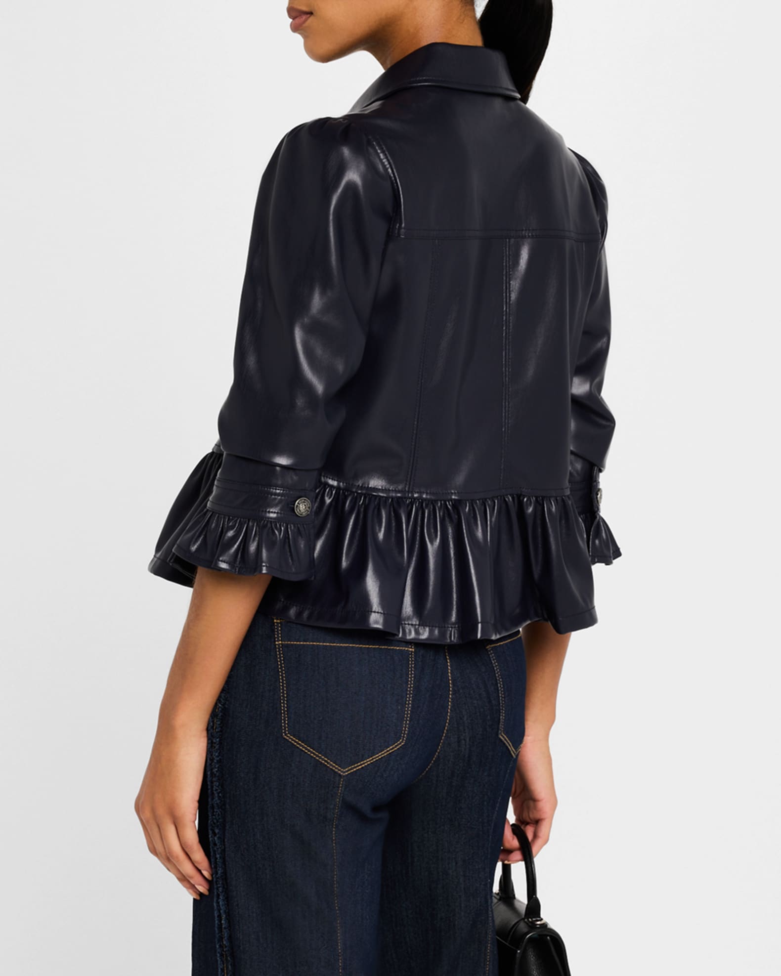 Ruffled faux leather jacket new arrivals