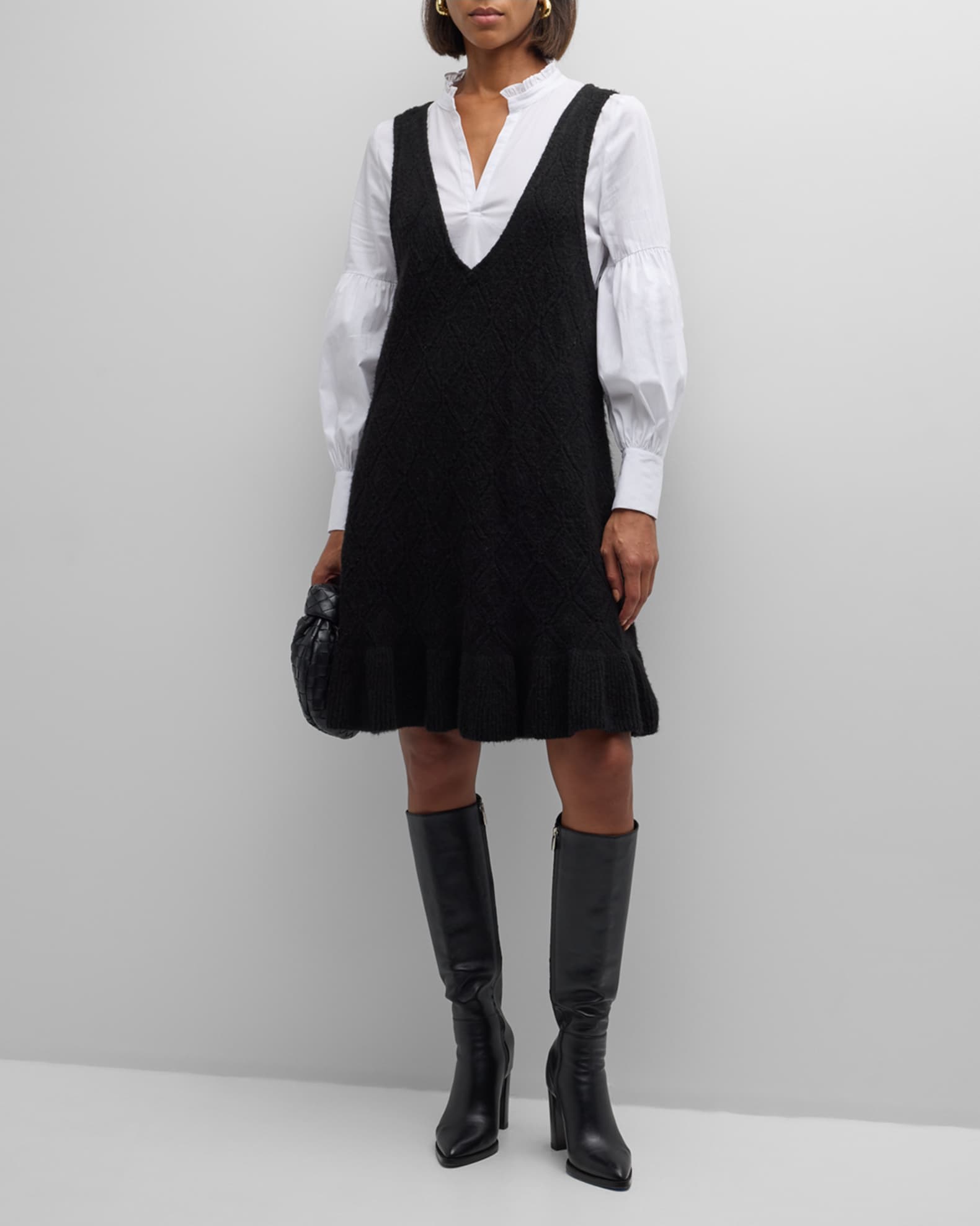 Greysen Pinafore Combo Knee-Length Dress 1